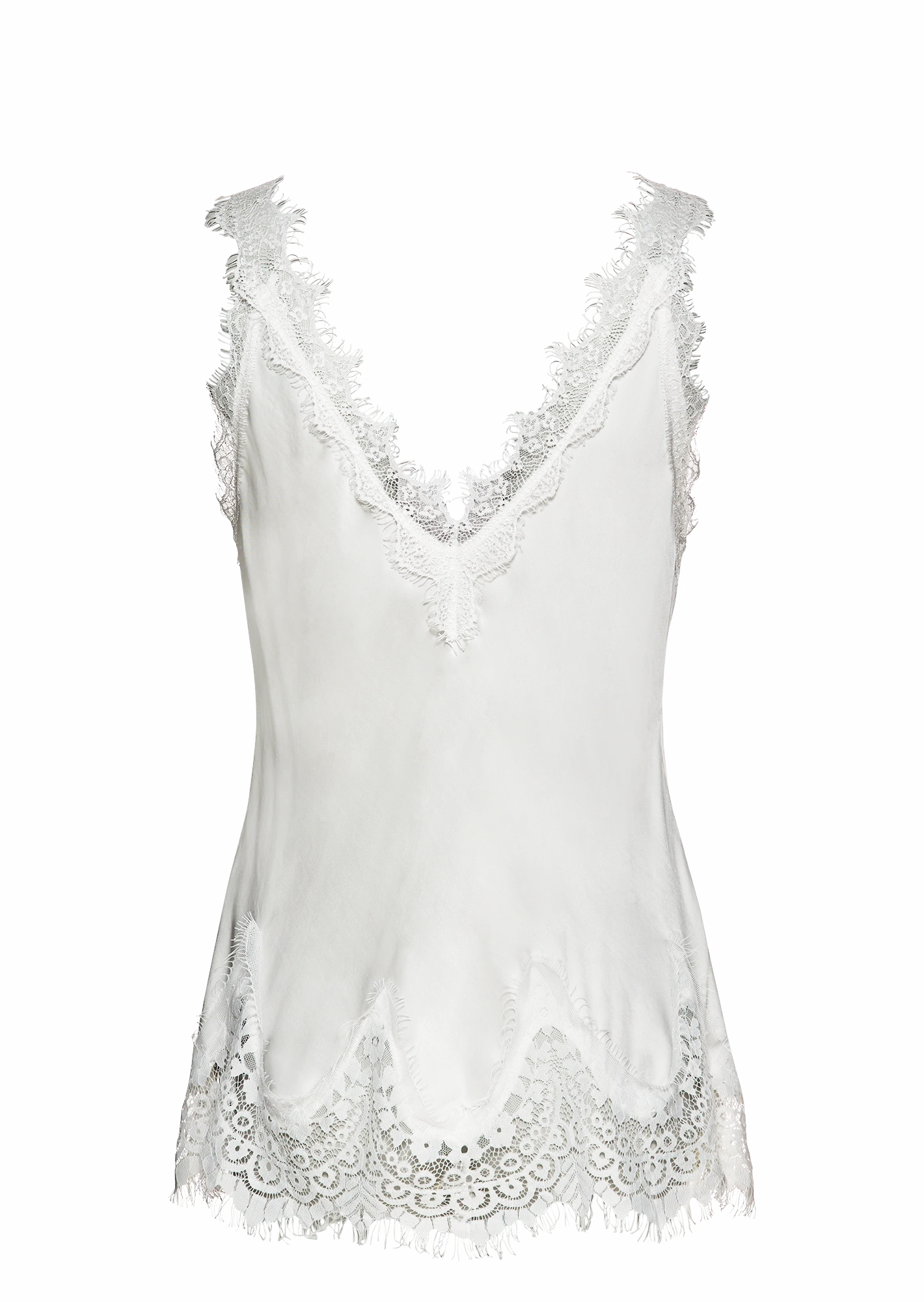 Top aus Viskose-Satin, weiss