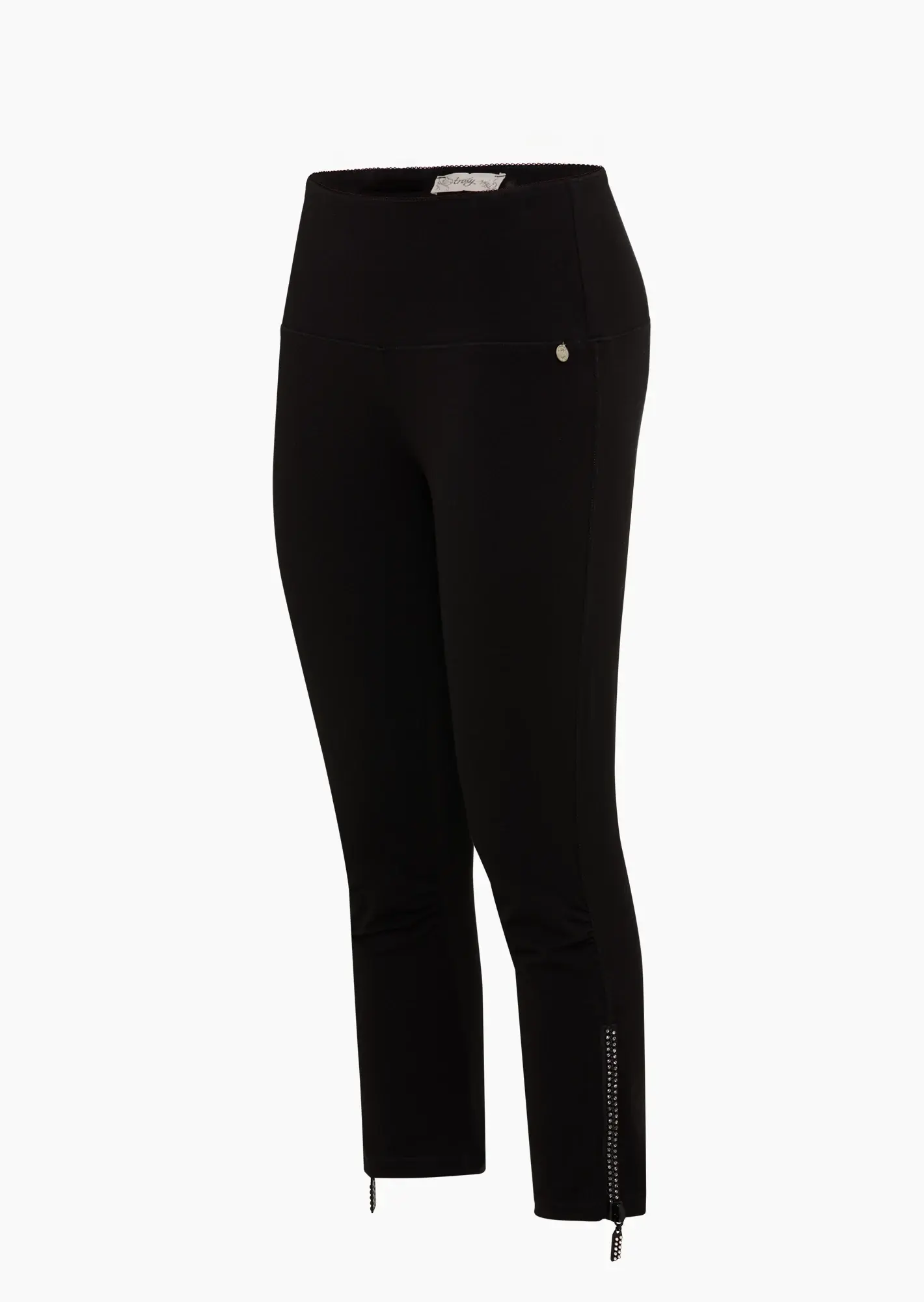 Capri-Leggings mit Glitzer-Reißverschluss, schwarz