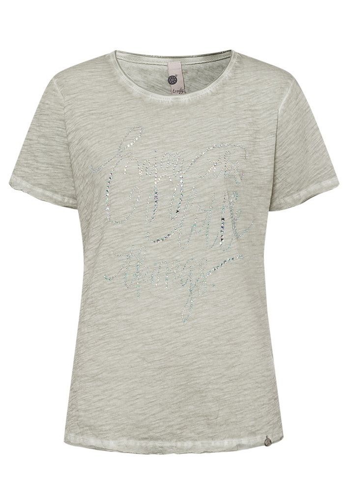 Shirt mit Lettering, salbei