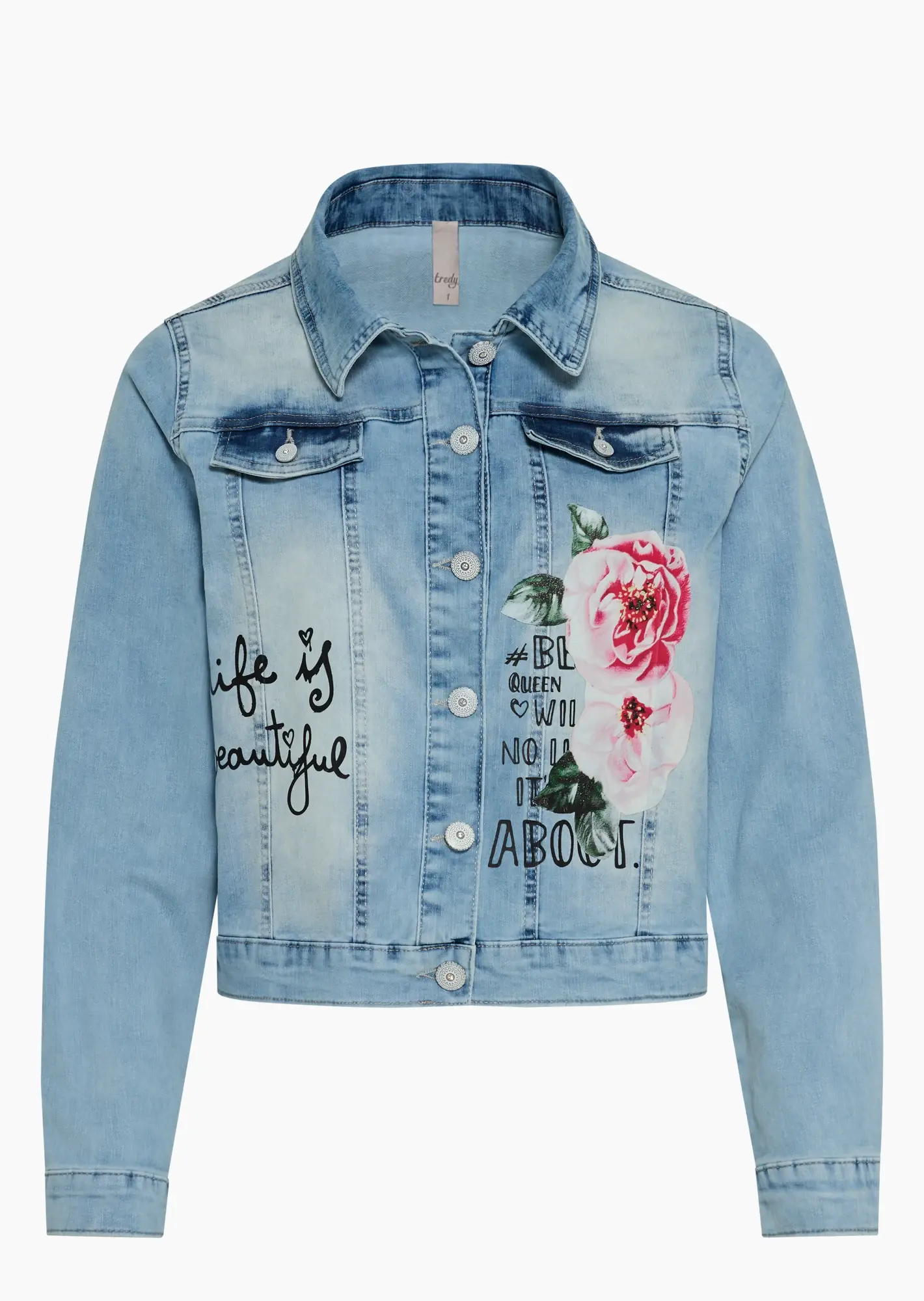 Jeansjacke mit Leopardenprint, light blue denim