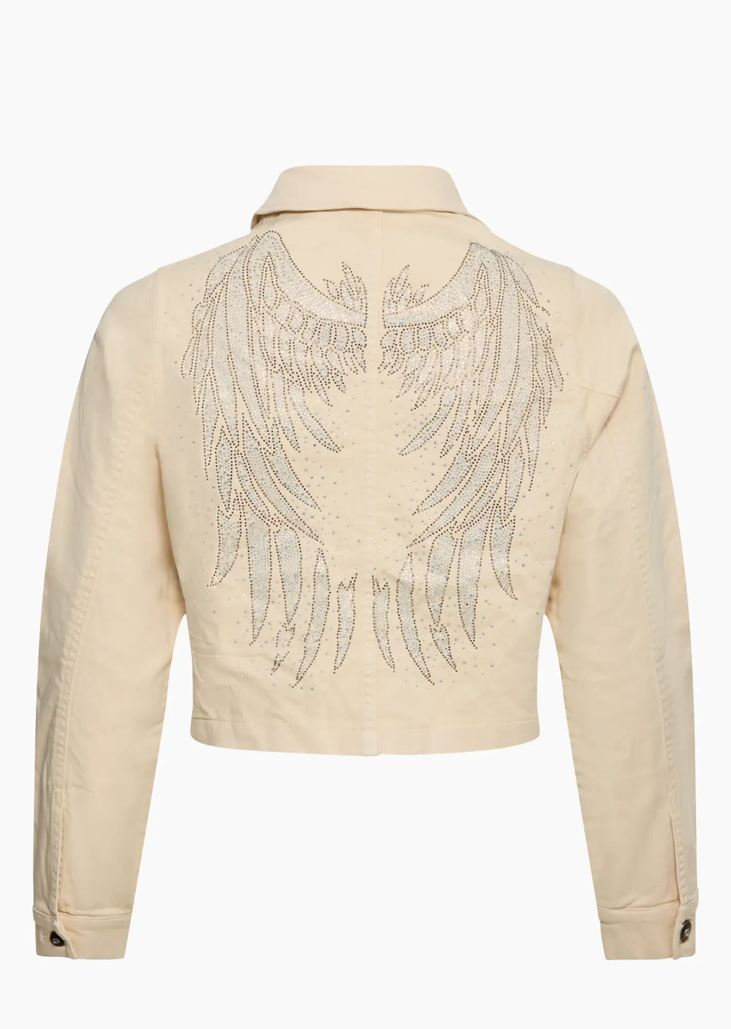 Jeansjacke mit Glitzerverzierung, crema