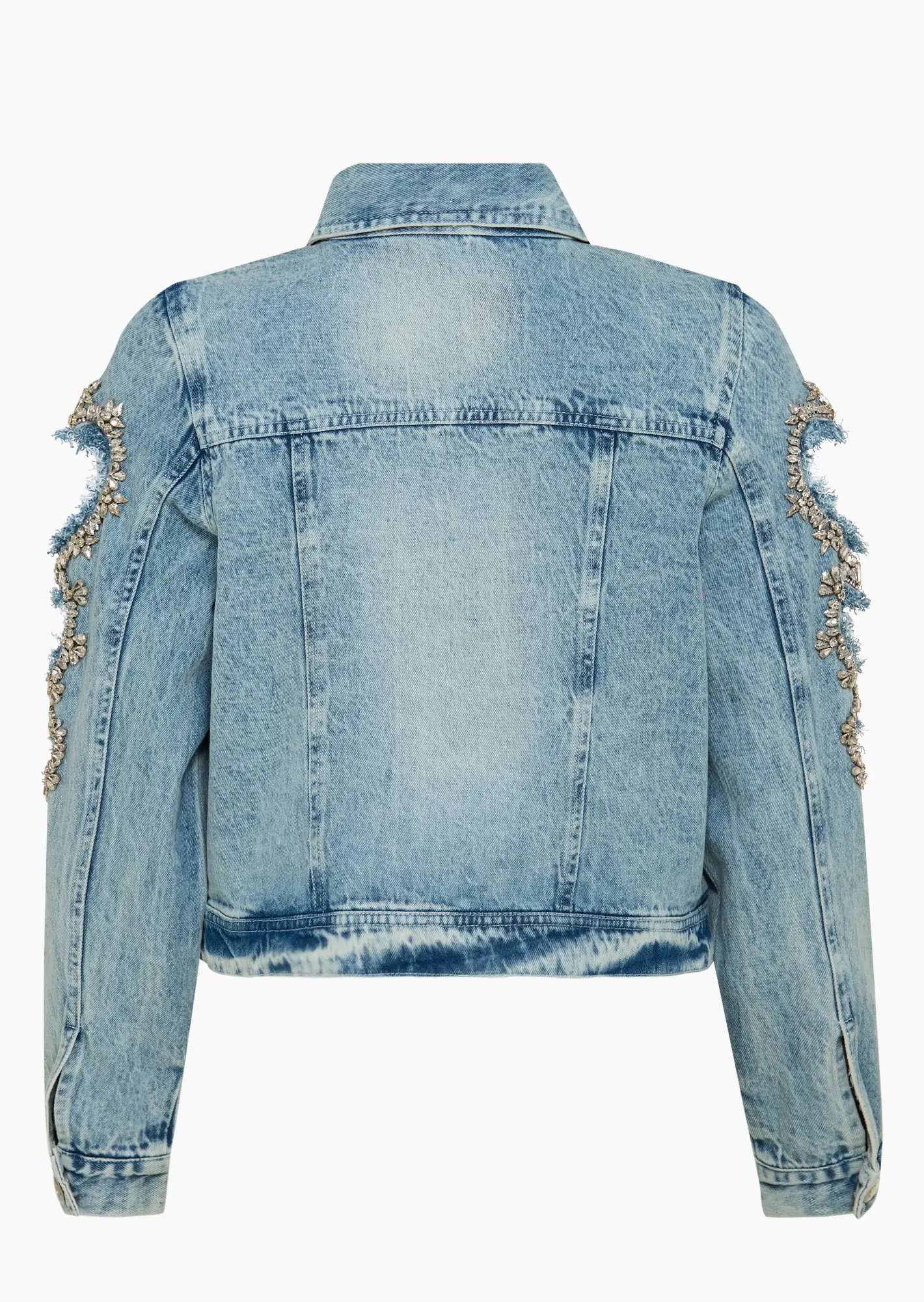 Jeansjacke mit Schmucksteinen, light blue denim