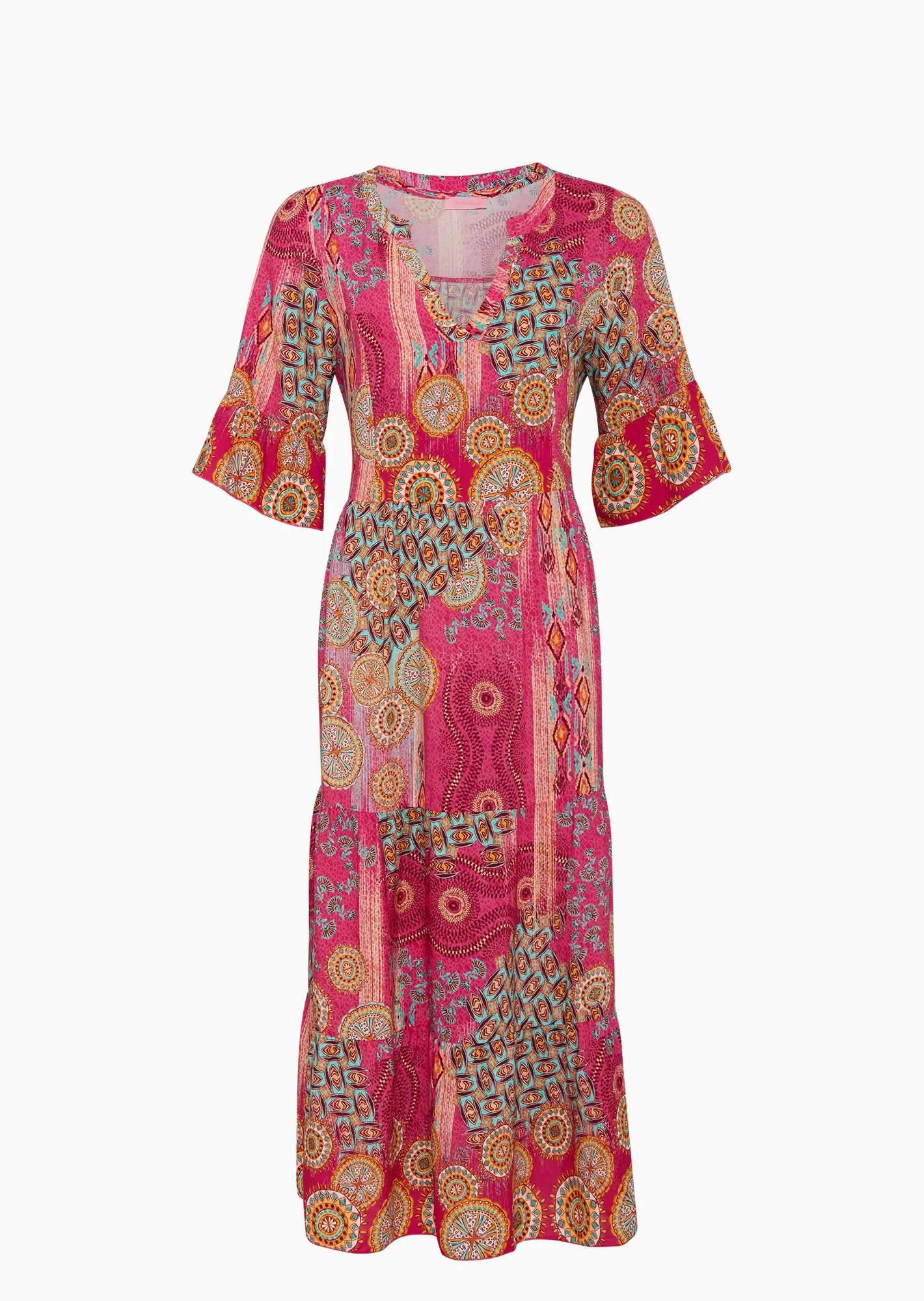 Maxi-Kleid im Alloverprint, pink