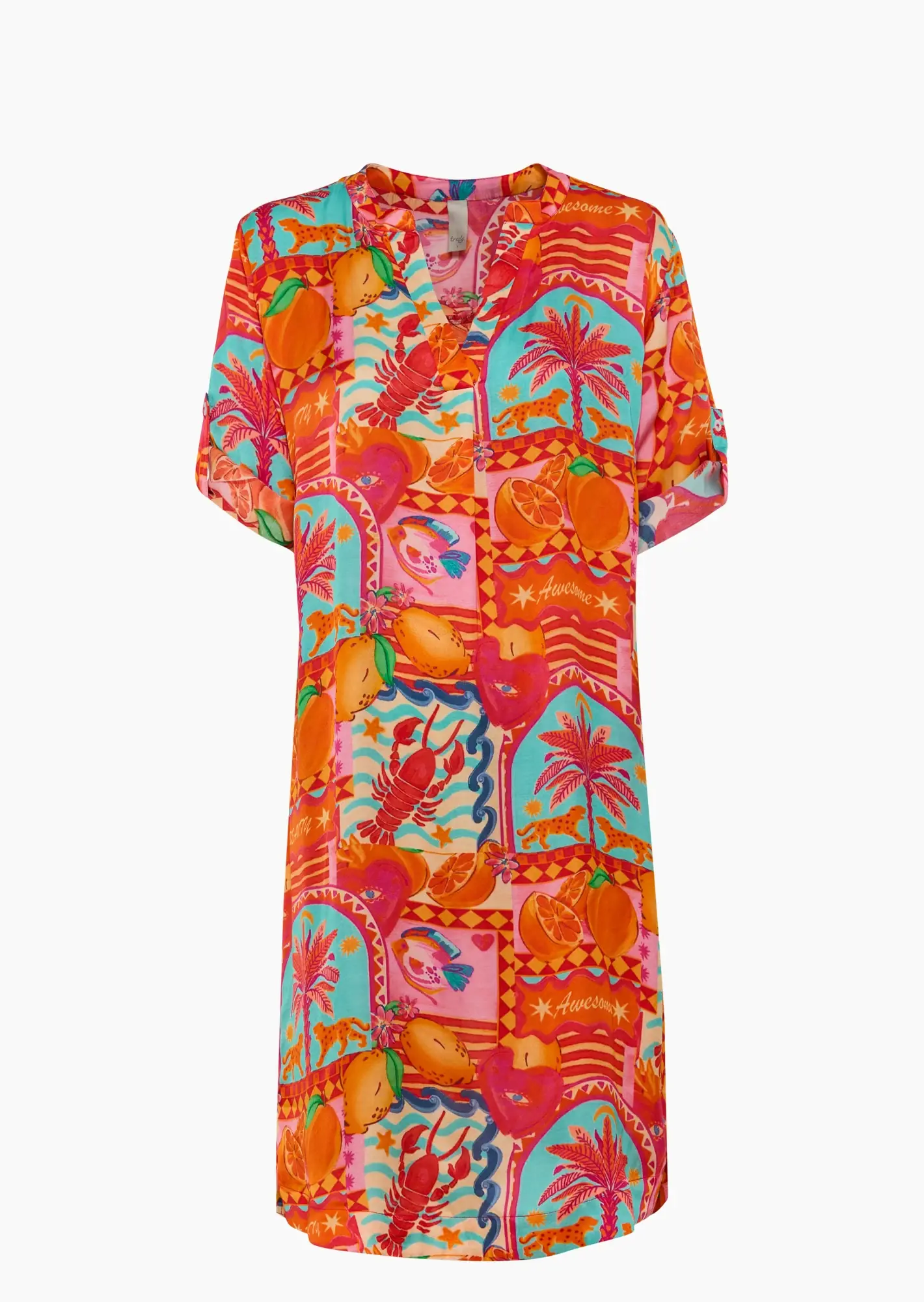 Kleid aus Viskose-Satin, orange
