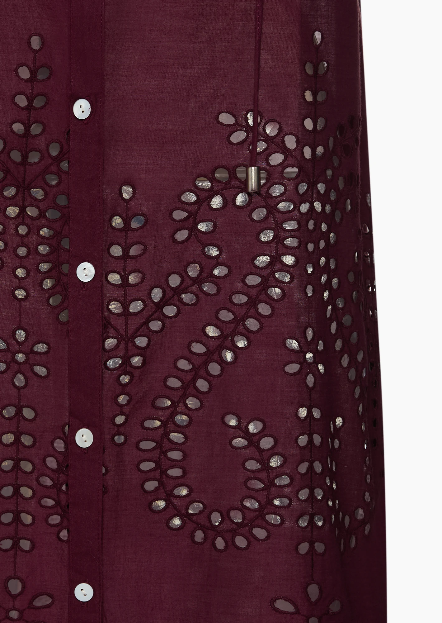 Hemdbluse mit Lochstickerei, burgund