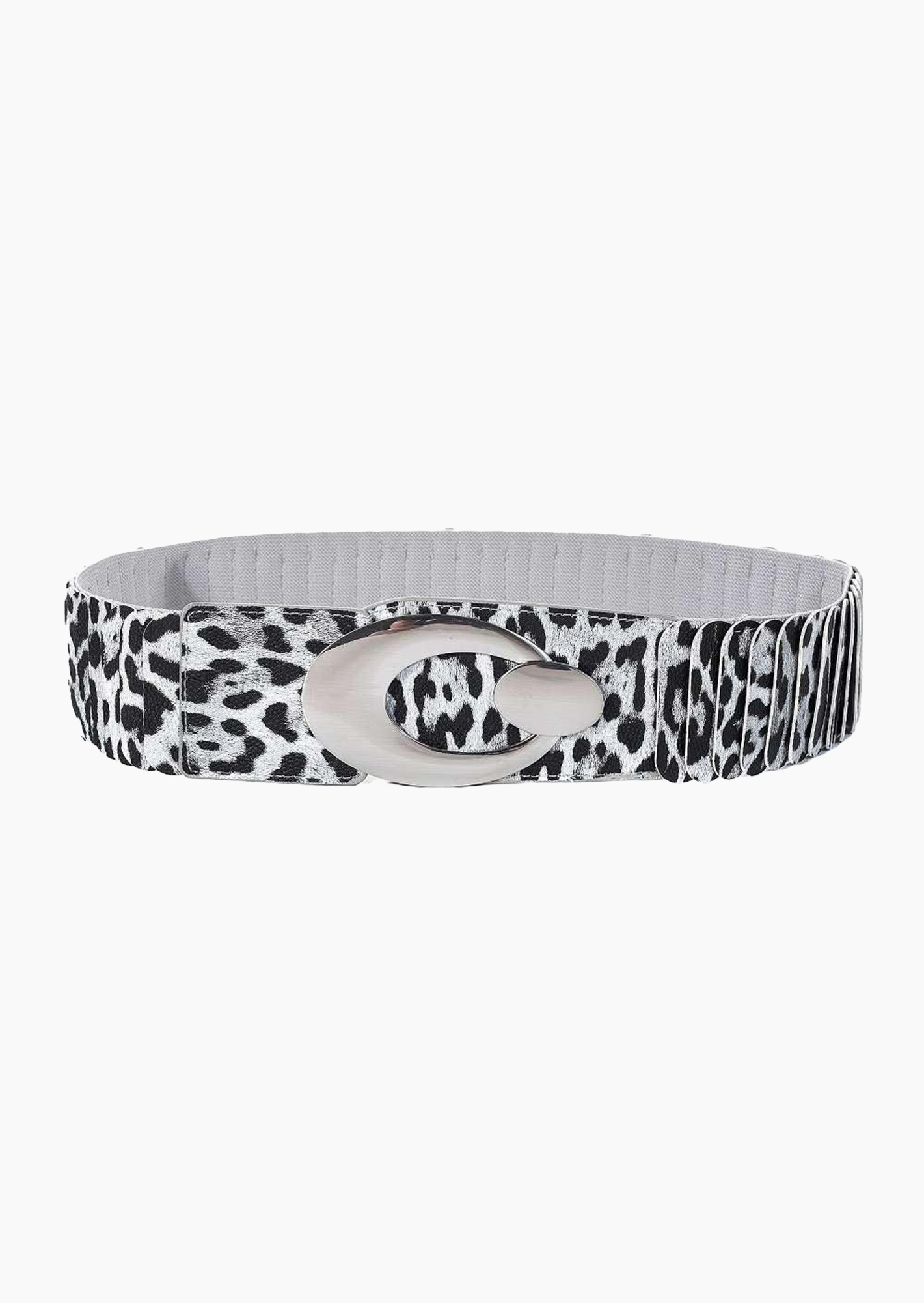 Stretchgürtel im Leoprint, schwarz-weiß