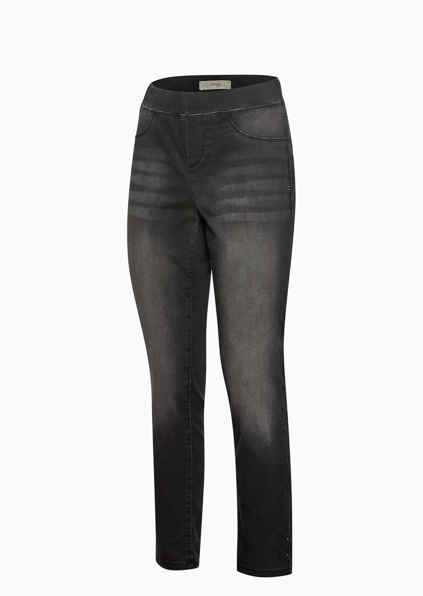 Jeggings mit Ziersteinen, black denim