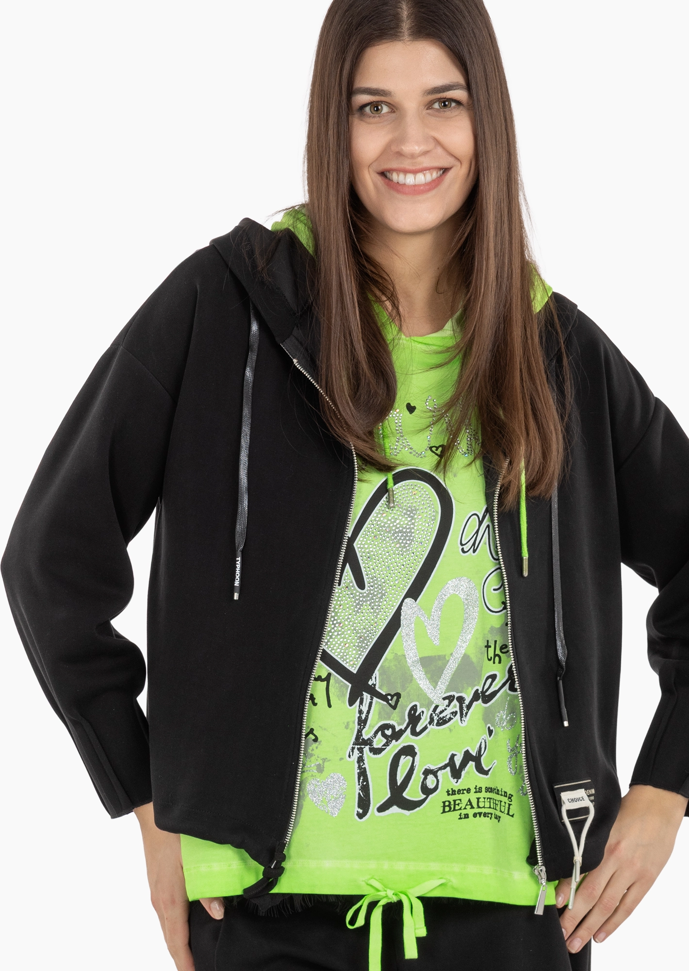 stylische Sweatjacke, schwarz