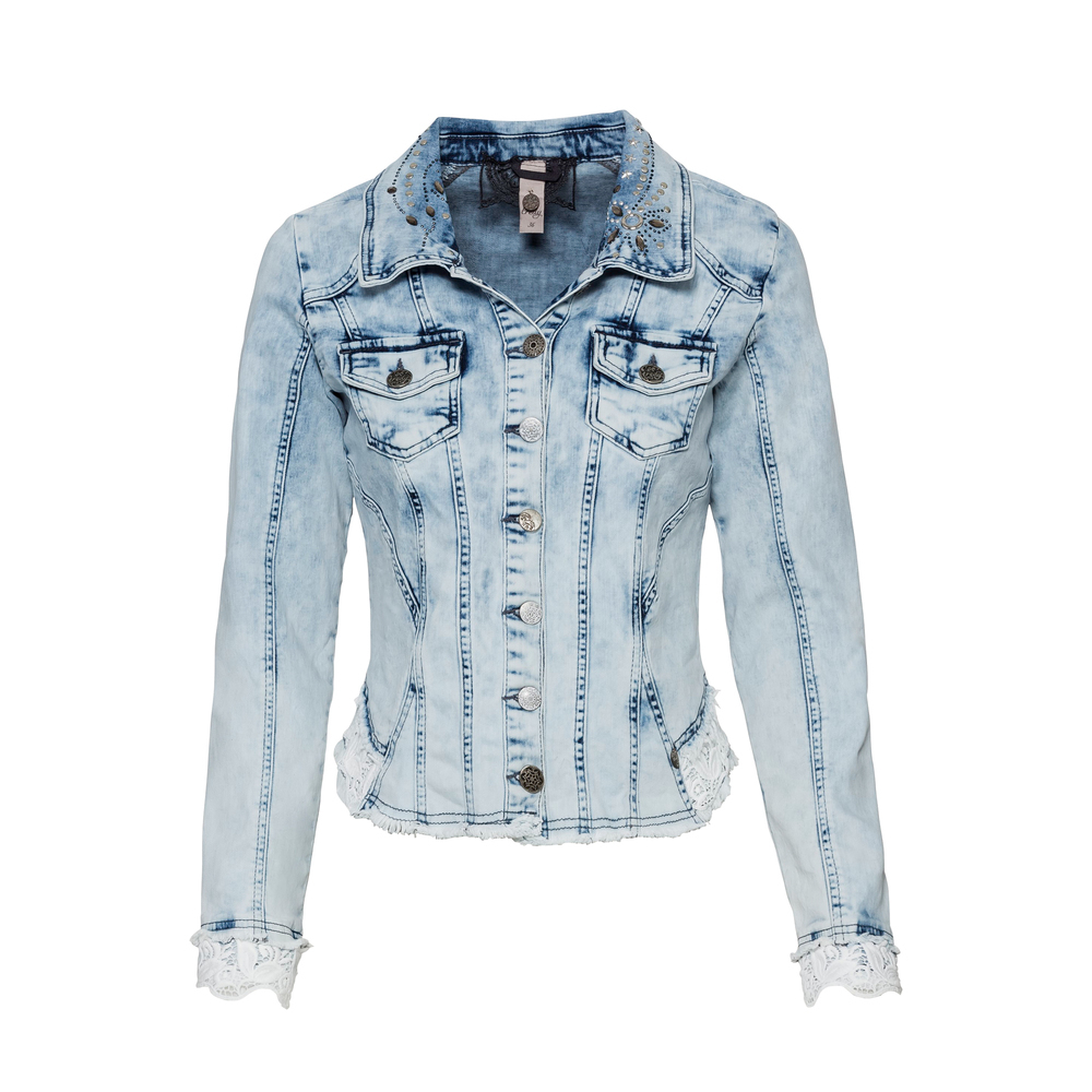 Jeansjacke mit Spitze, bleached