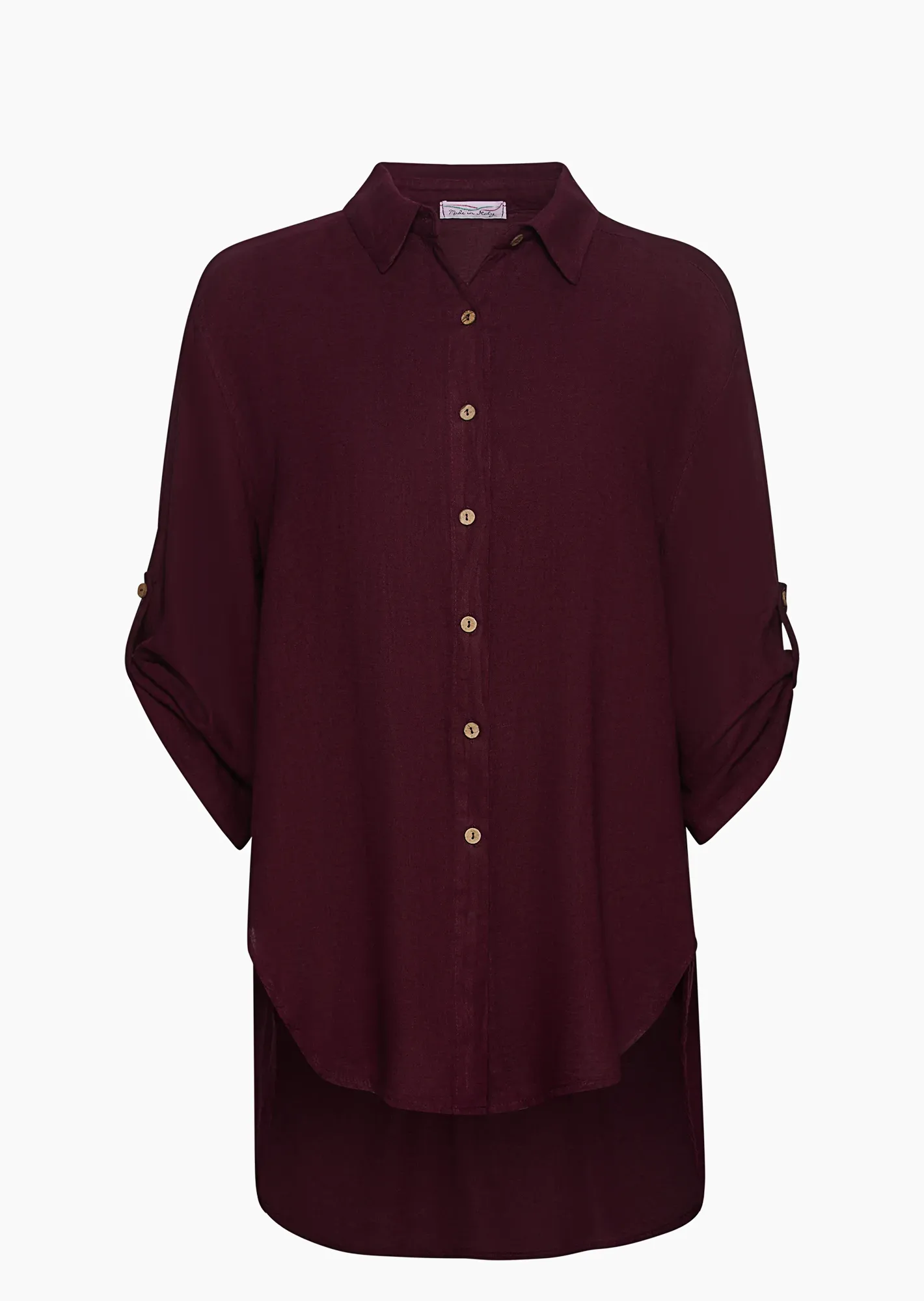 leichte Bluse mit Leinen, burgund