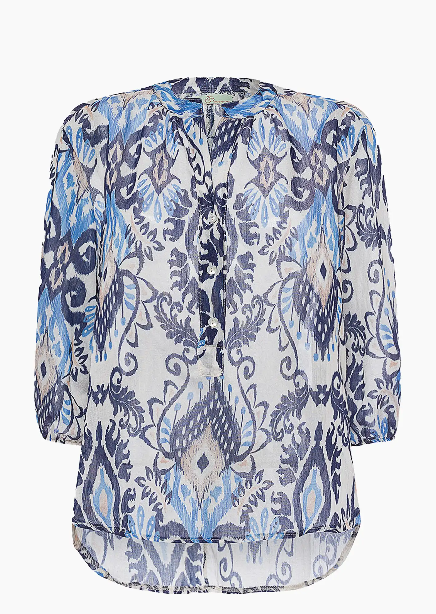 Bluse im Alloverprint, blau