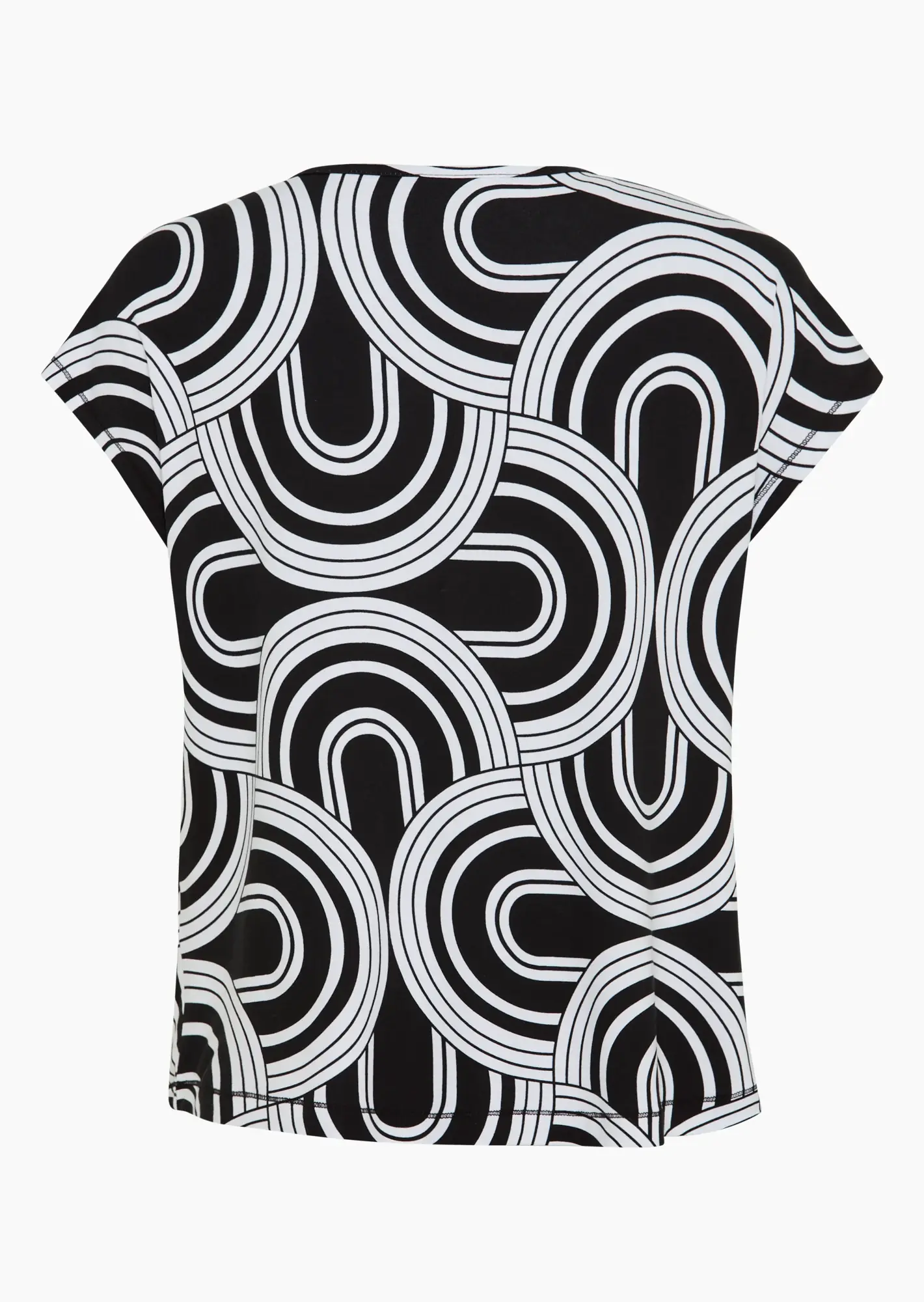 Viskoseshirt im grafischen Alloverprint, schwarz-weiss