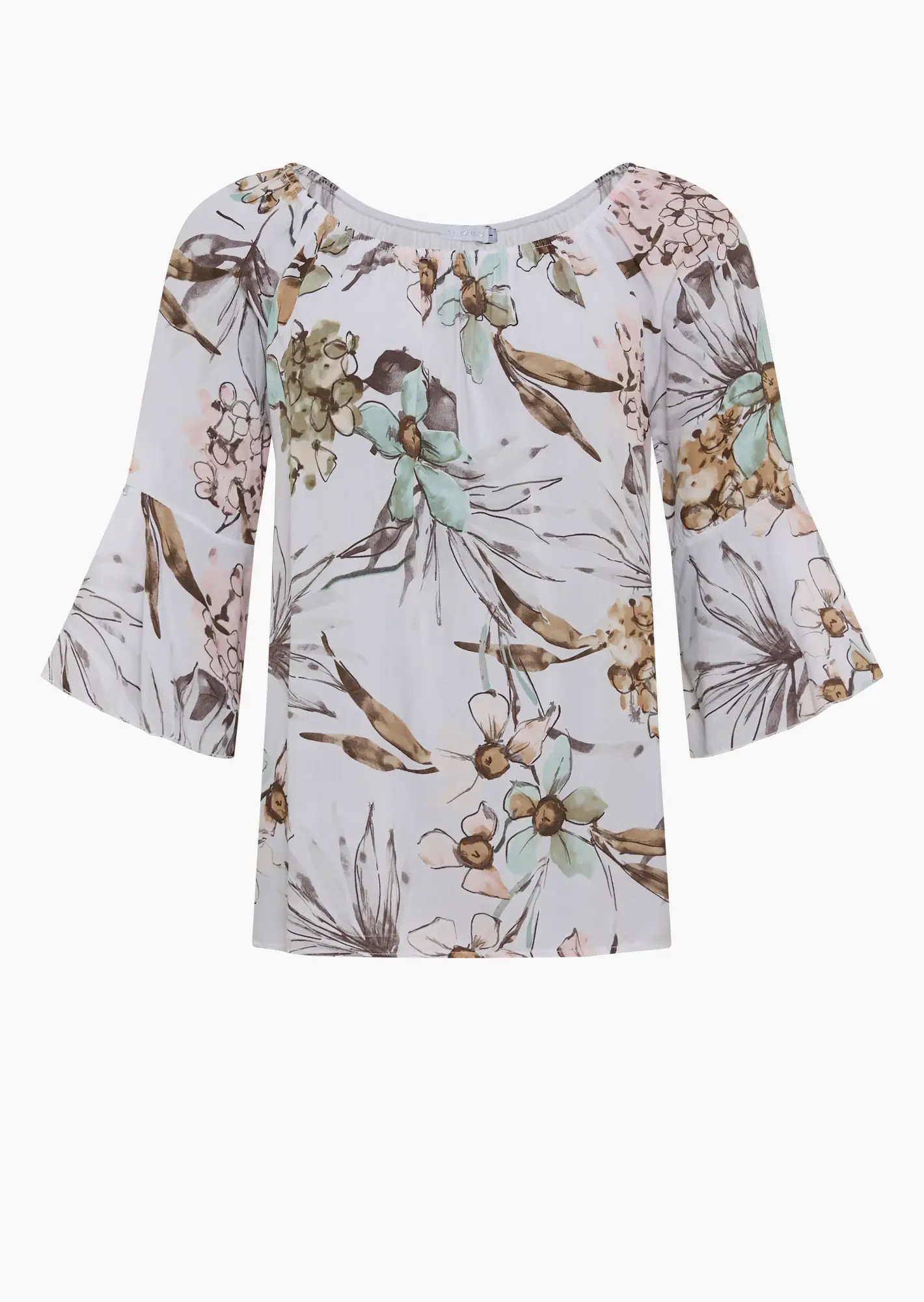 Bluse mit Volant, weiß