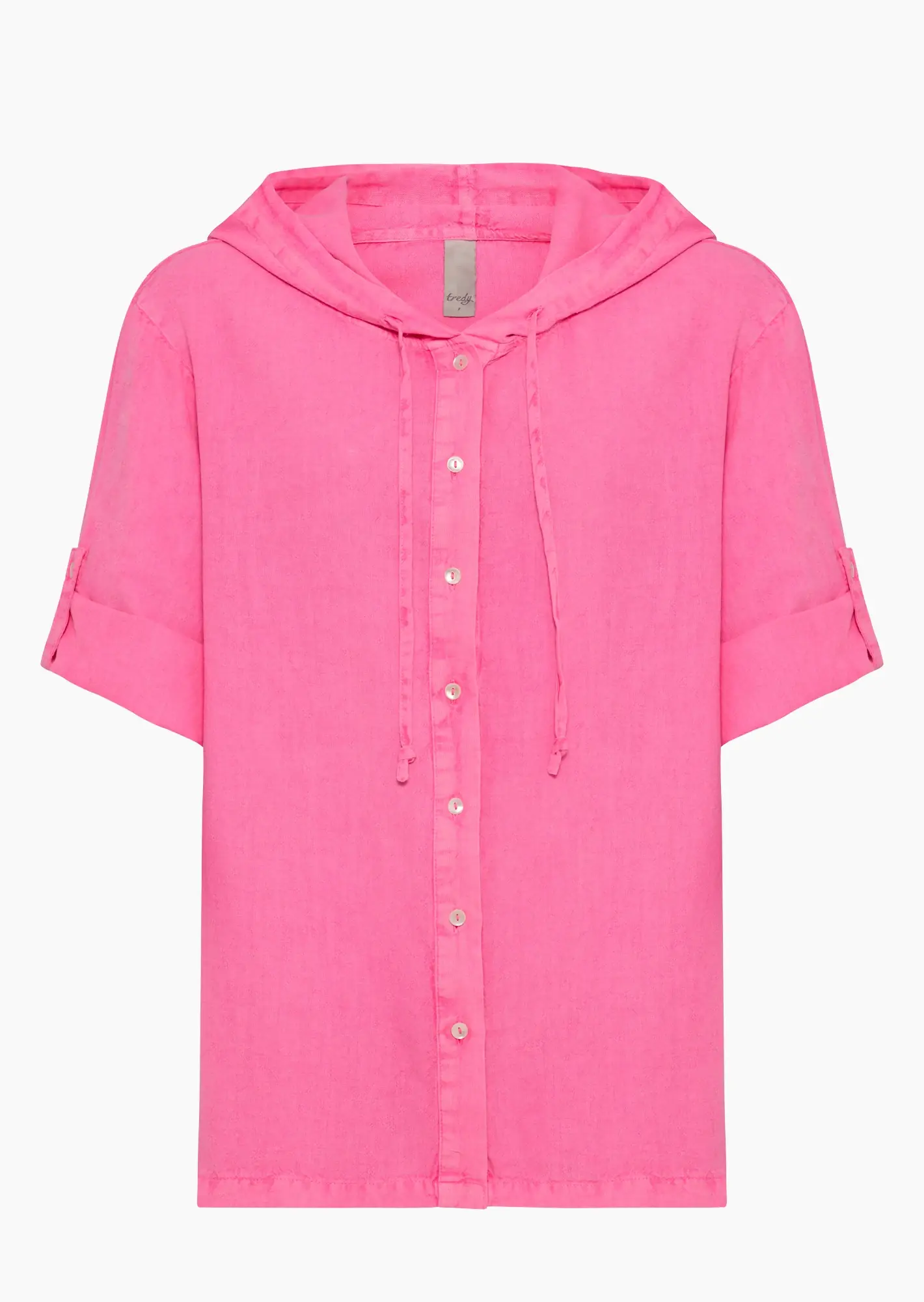 luftige Leinenmixbluse, neonpink