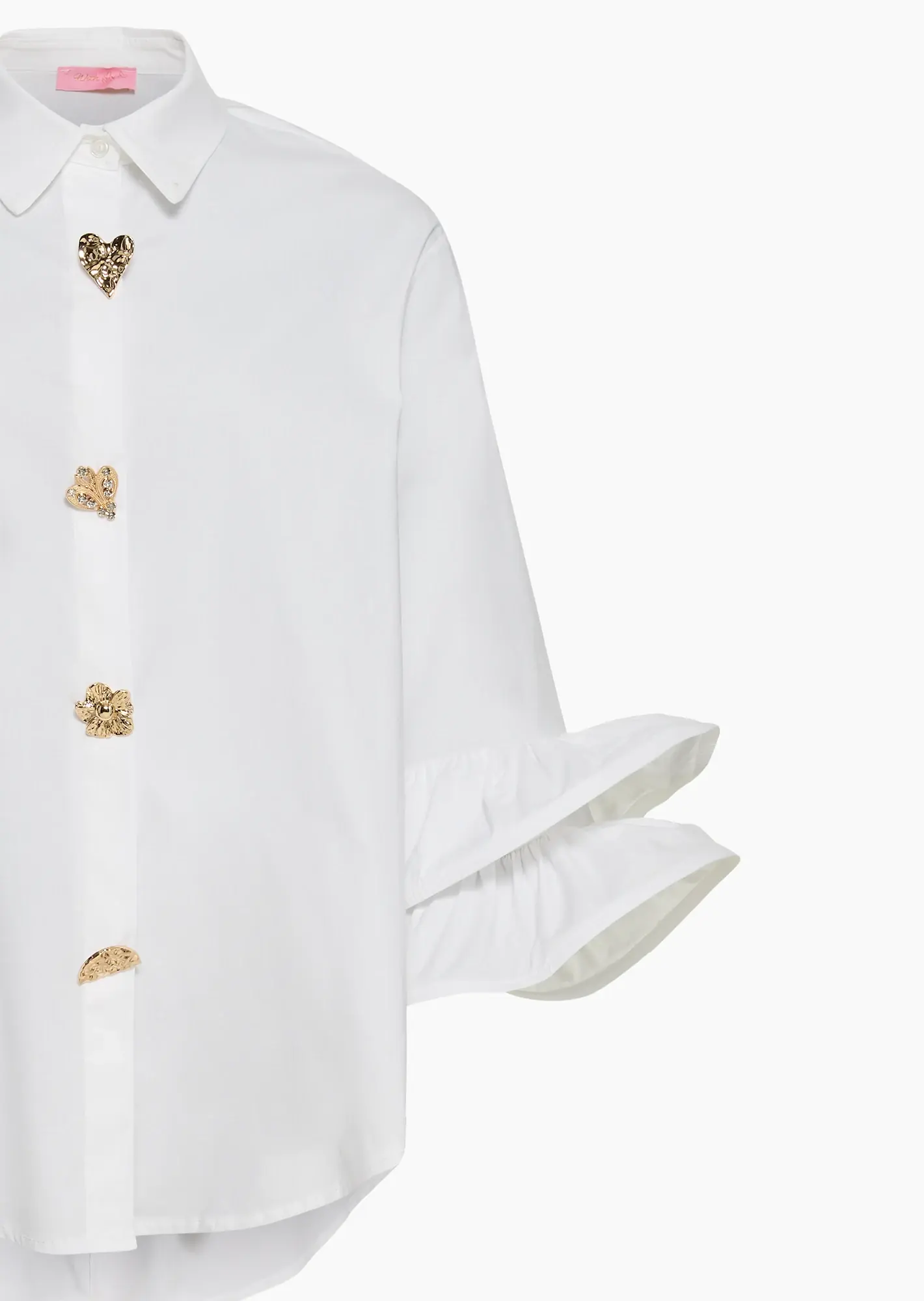 Bluse mit großen Volantärmeln, weiß