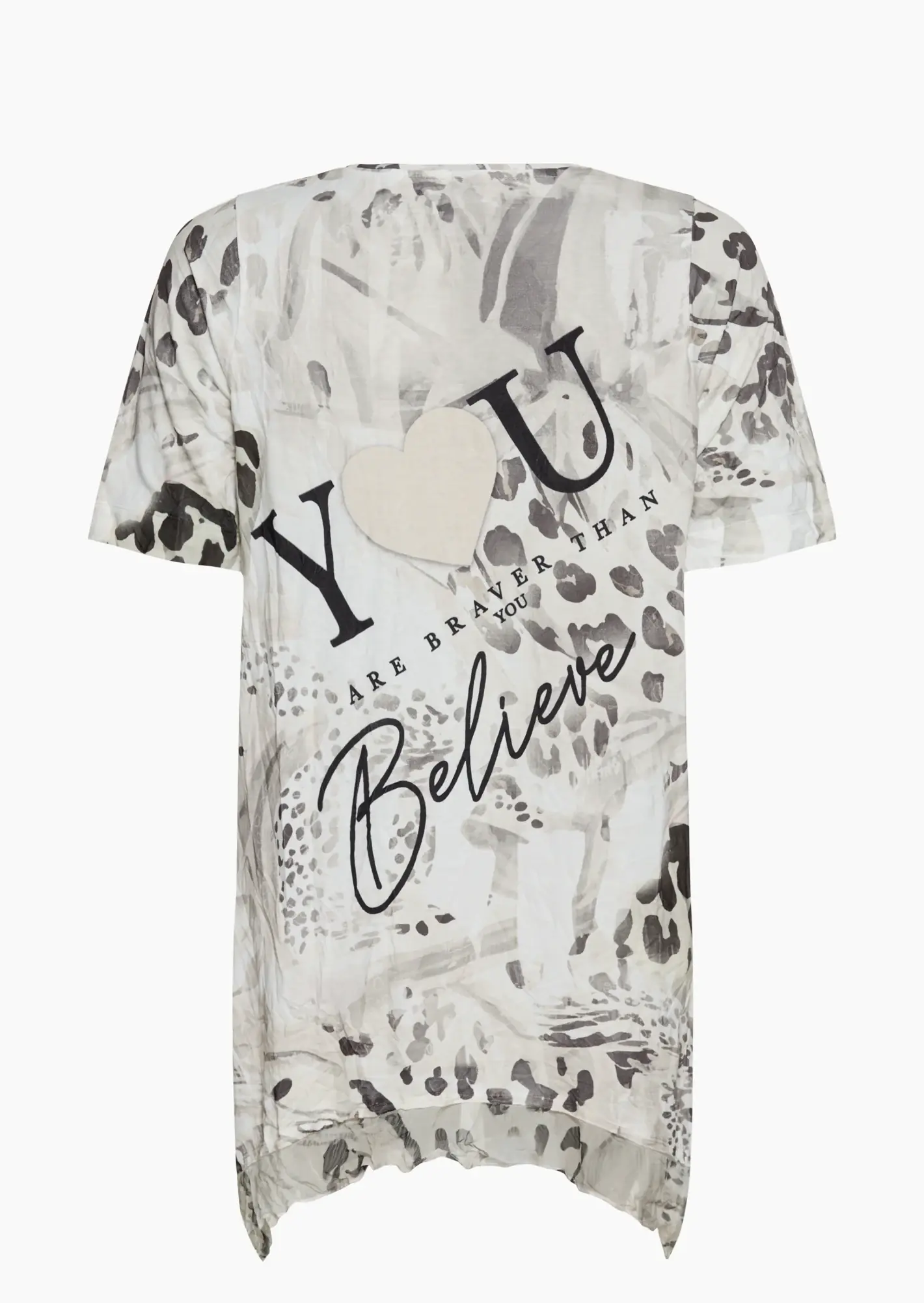 Shirt im Lagen-Look mit Print & Glitzer, crema