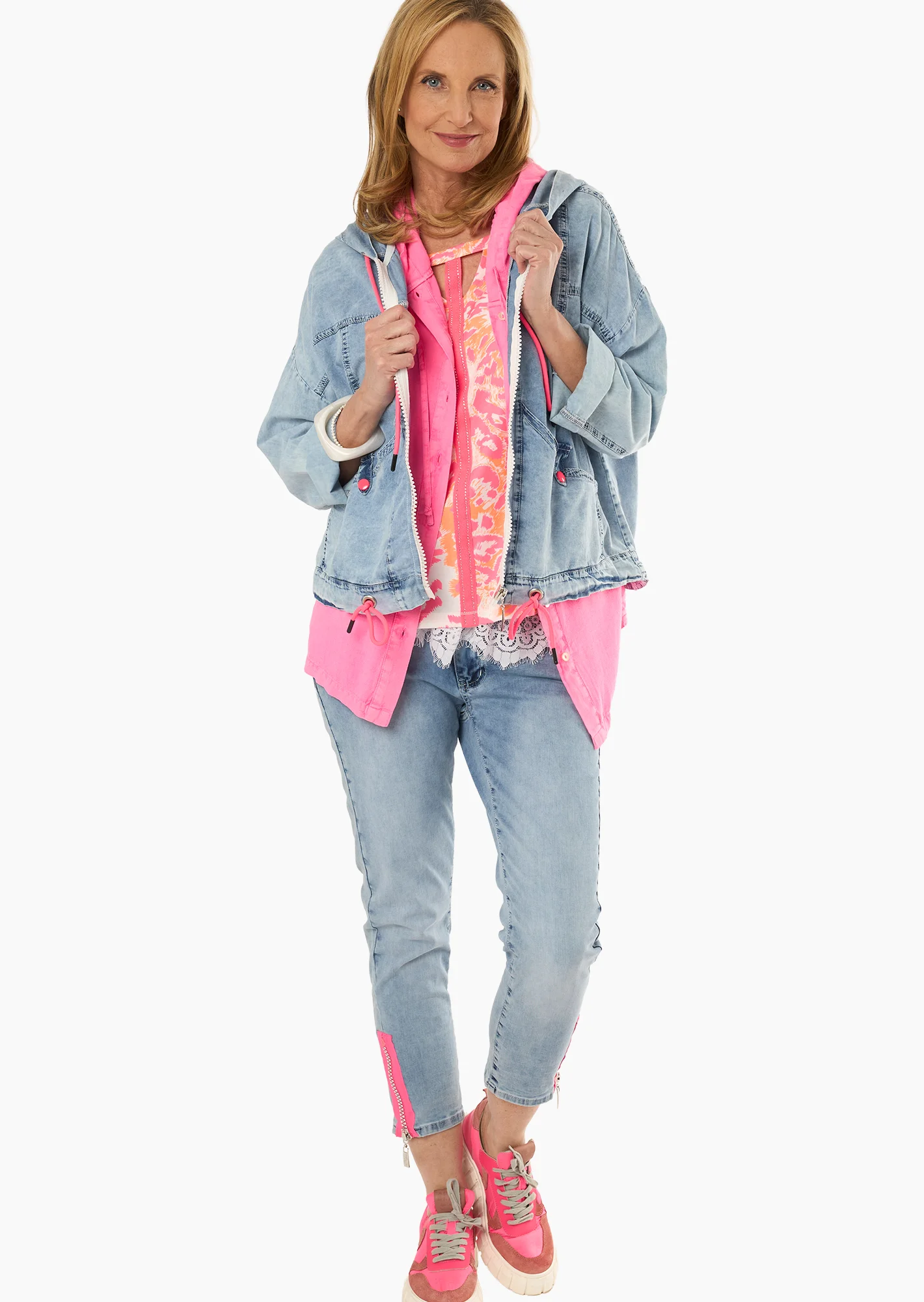 Jeans mit Doppelbund, bleached denim