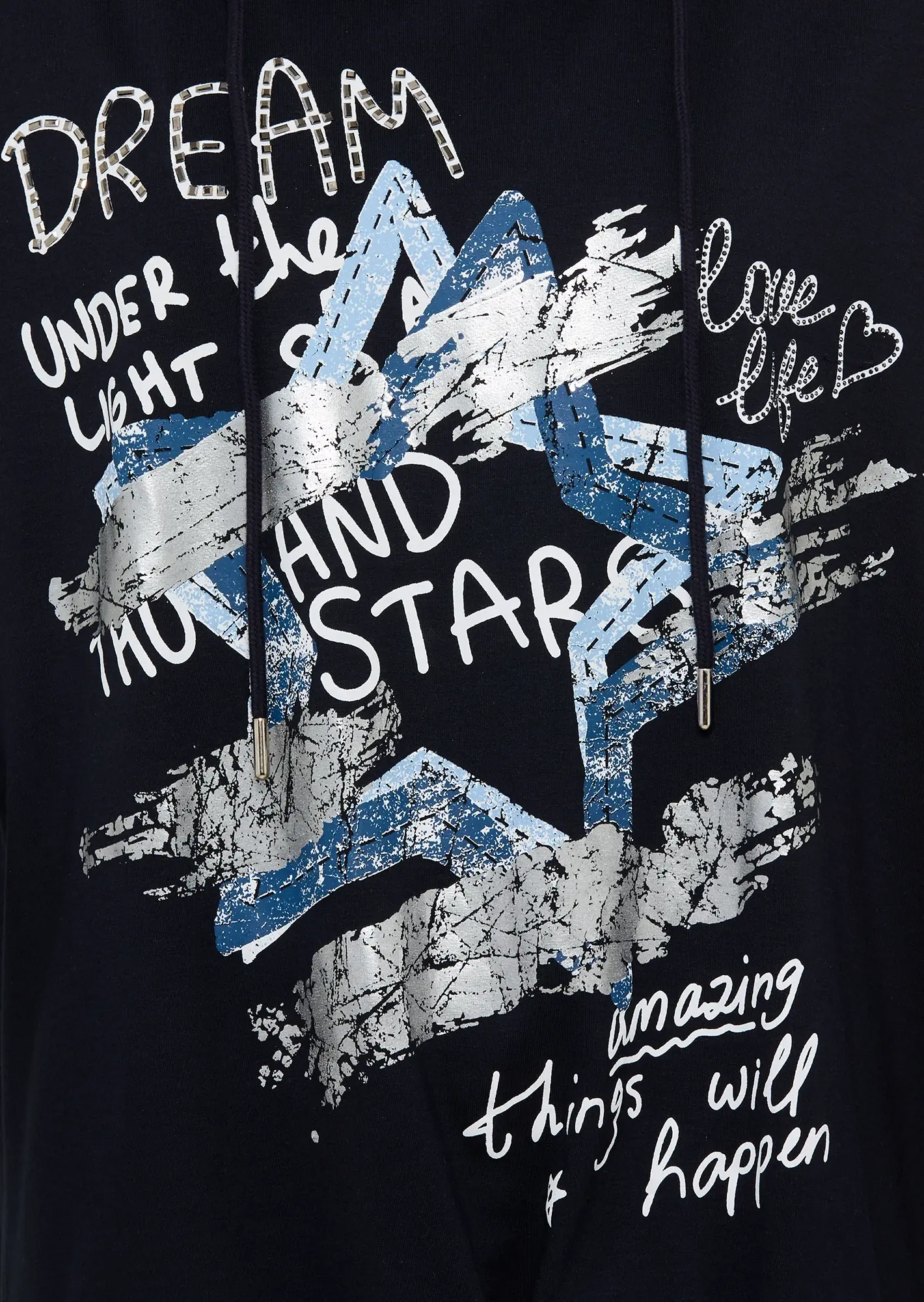 Shirt mit Lettering & metallischen Effekten, navy