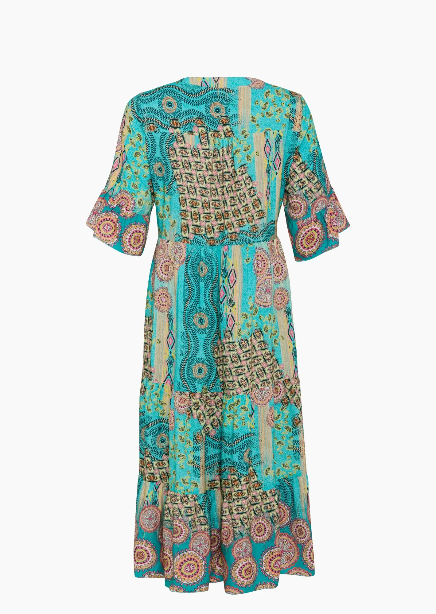 Maxi-Kleid im Alloverprint, türkis