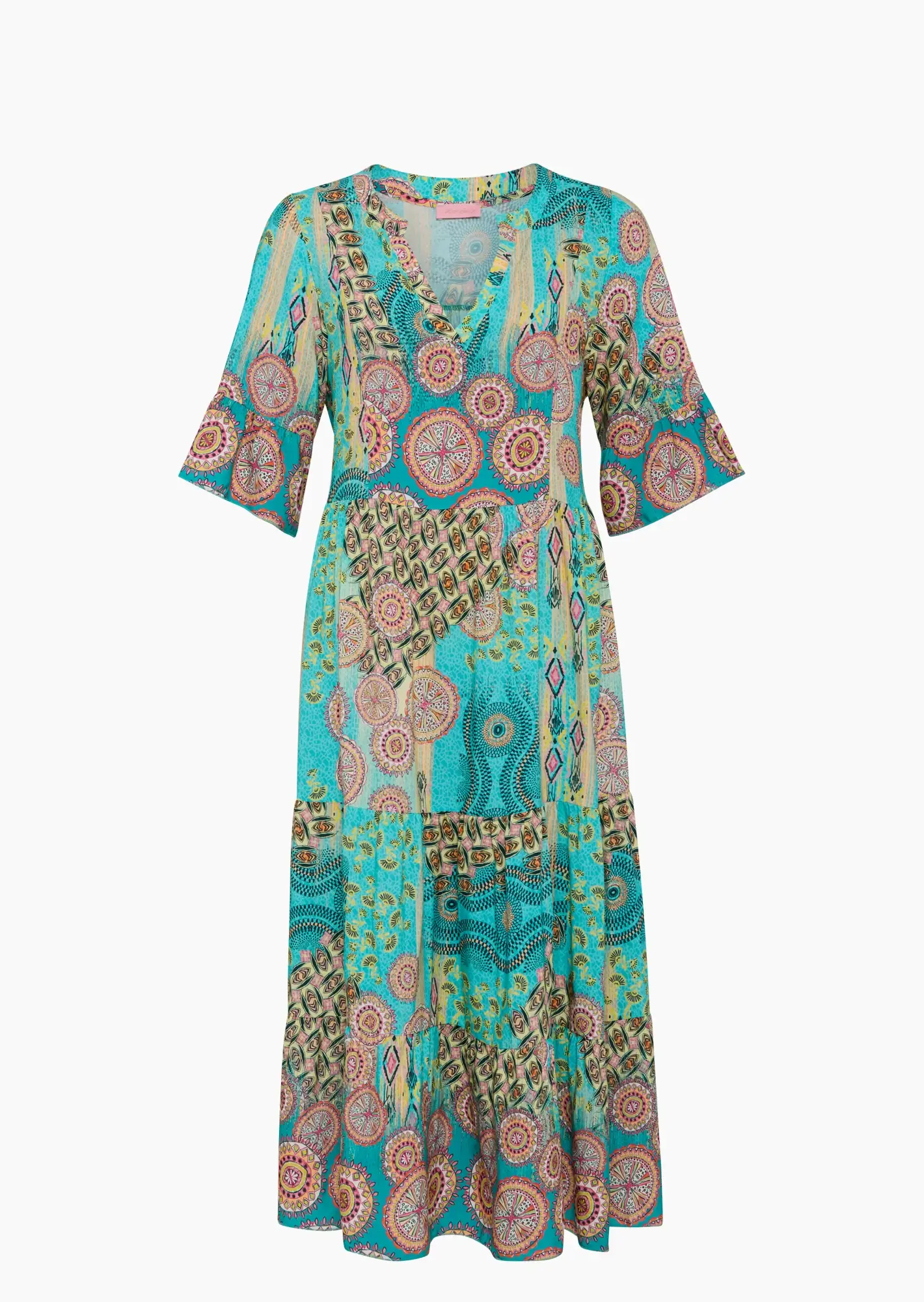 Maxi-Kleid im Alloverprint, türkis