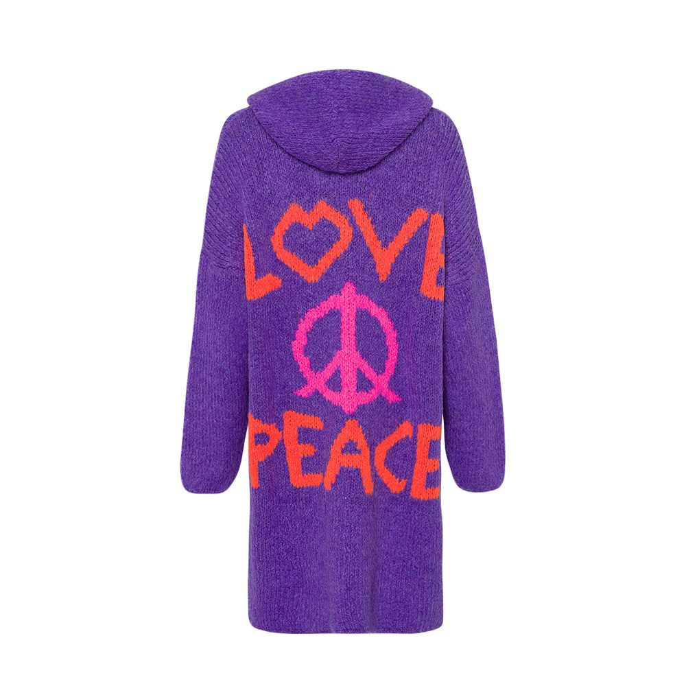 Strickjacke mit Lettering, violett