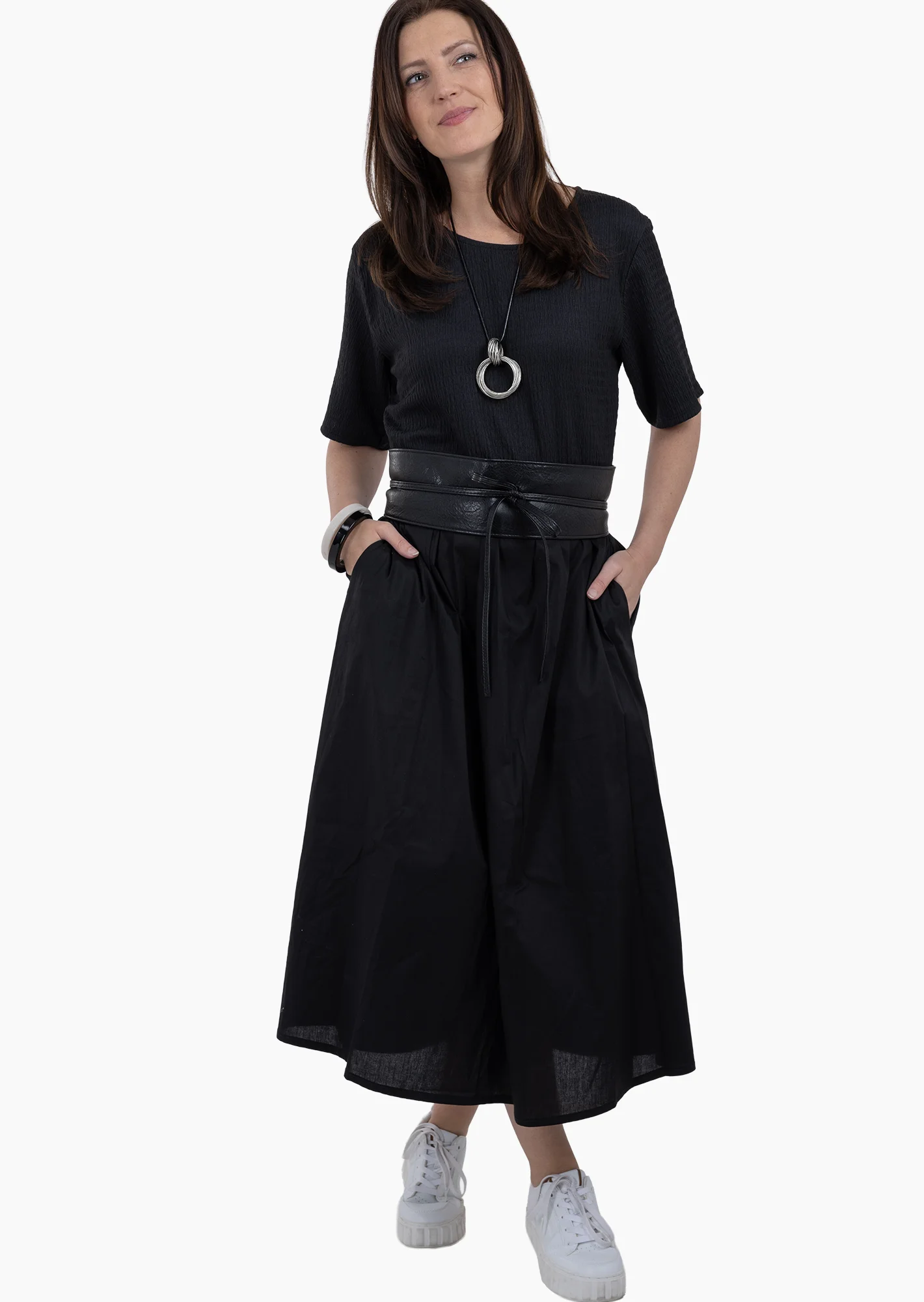 Kleid mit Strukturstoff, schwarz