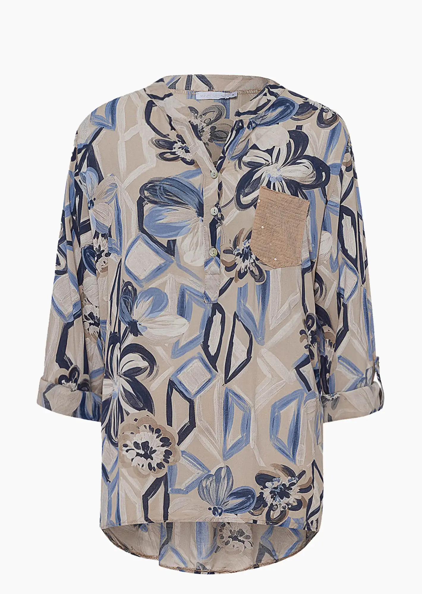 Bluse mit Pailletten, crema