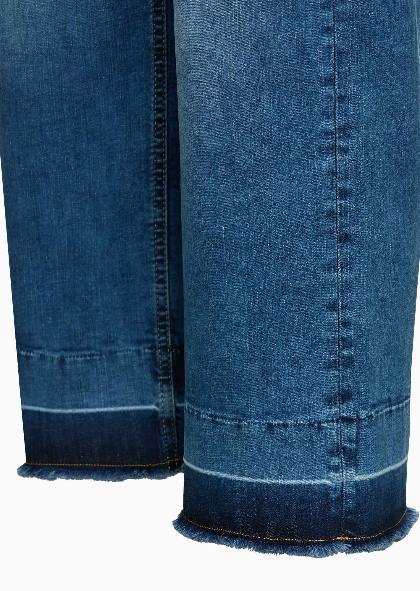Wide Leg Jeans mit fransigem Saum, blue denim