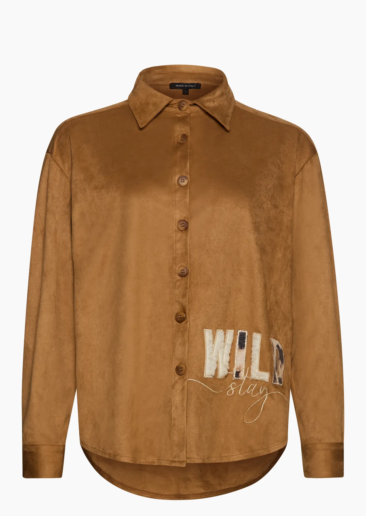 Bluse in Suede-Optik, cappuccino