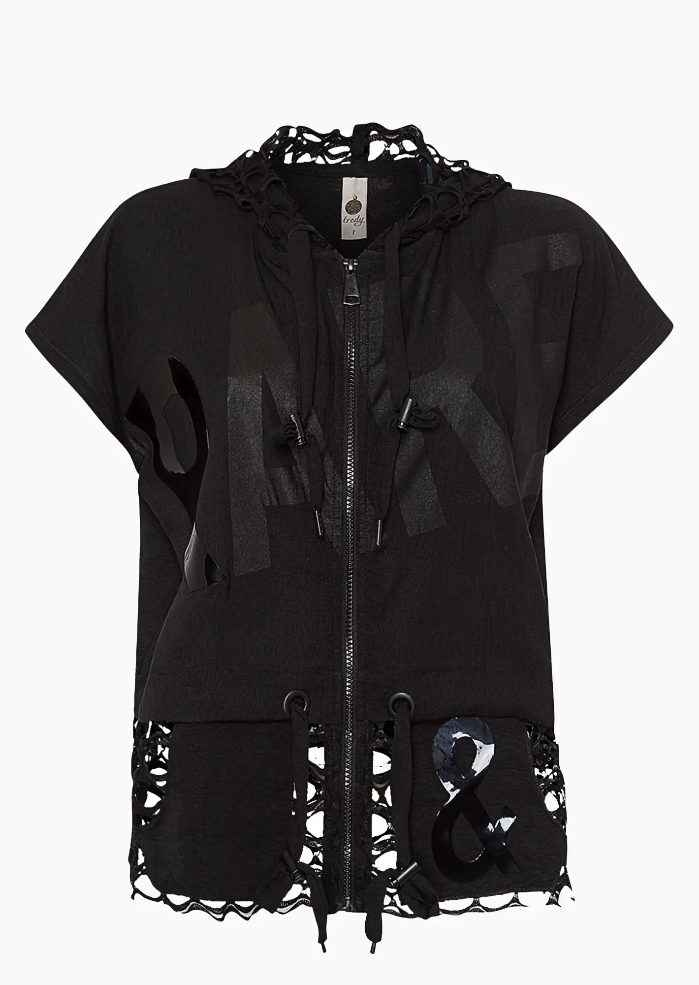 leichte Jacke mit grobem Netz, schwarz