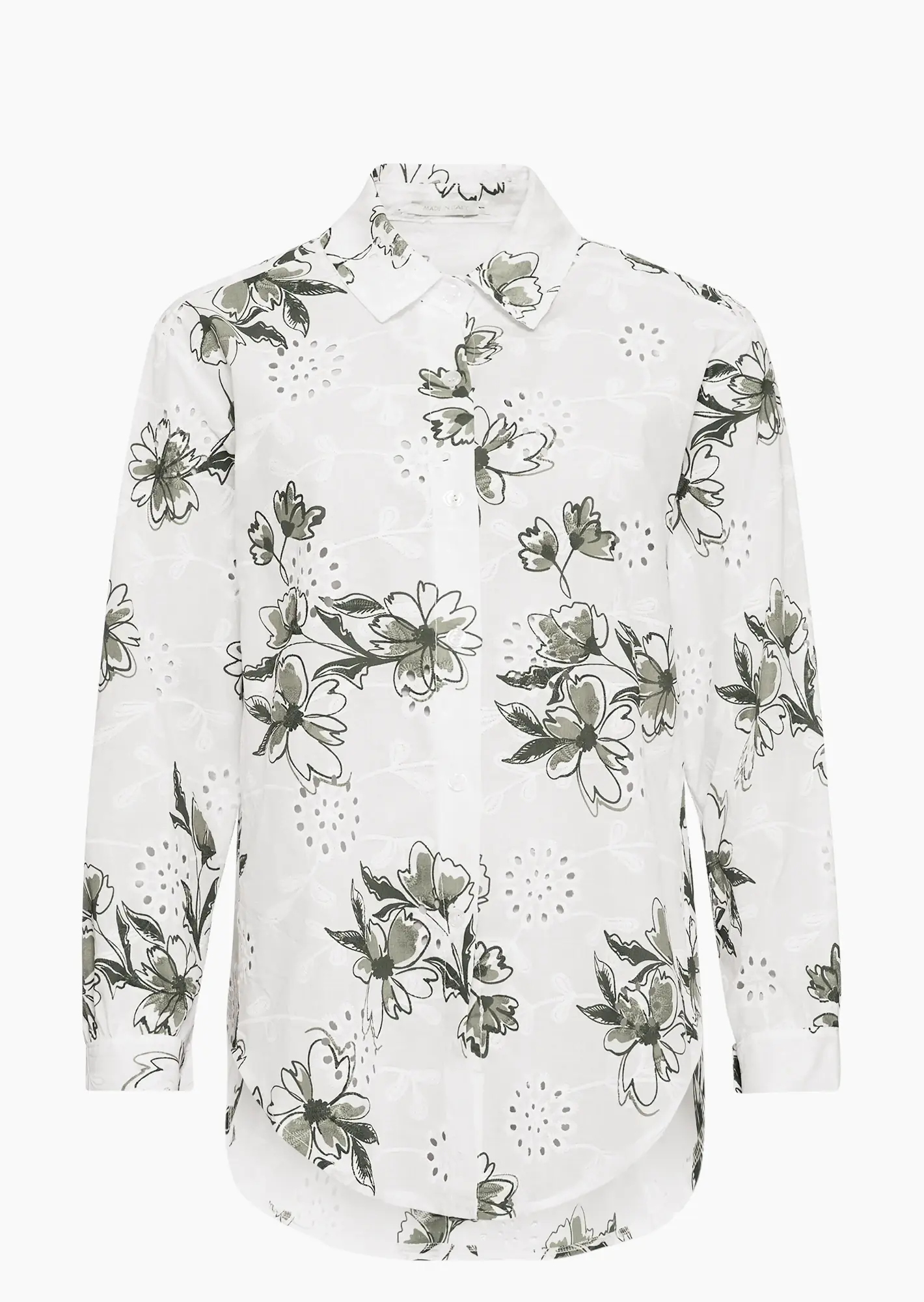 Bluse mit Lochstickerei, khaki