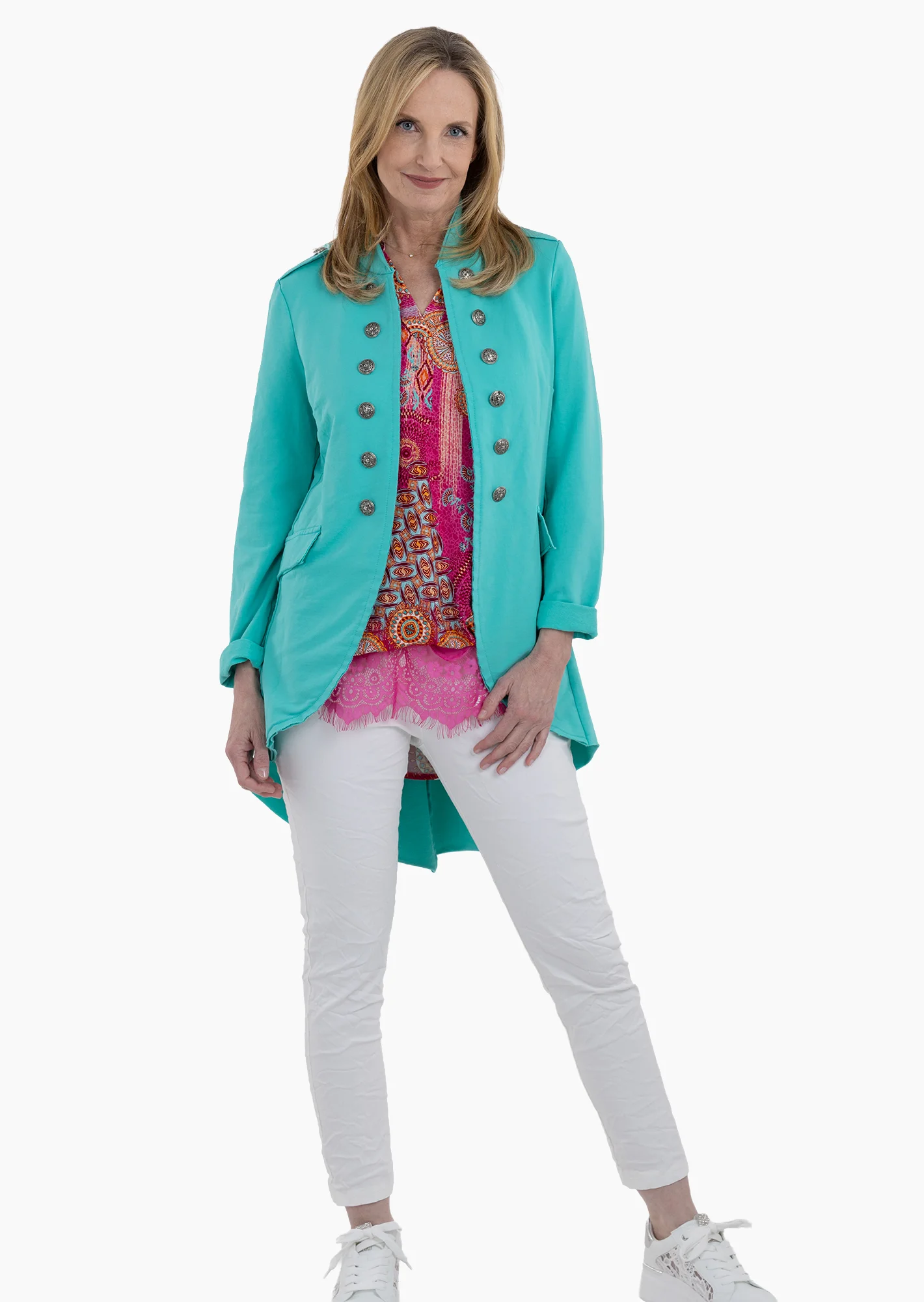 Blazer im Military-Style, türkis