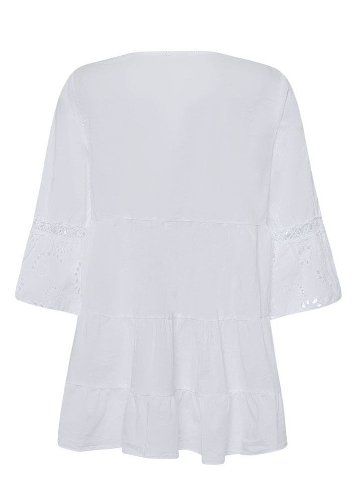 Bluse mit Lochstickerei, weiß