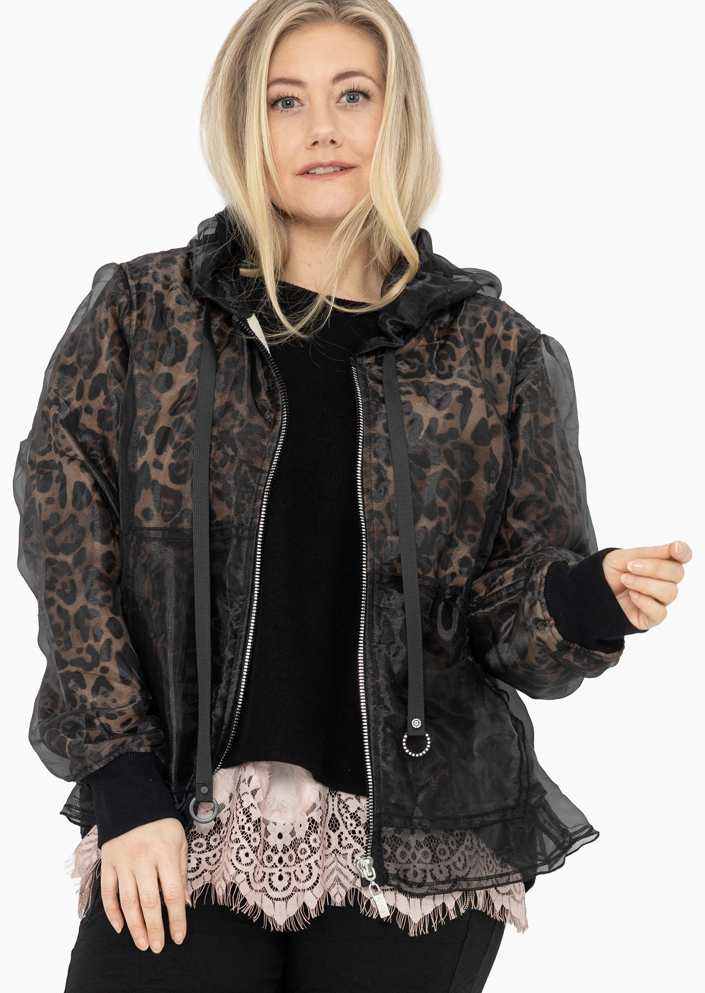 Sweatjacke mit Highlights, schwarz