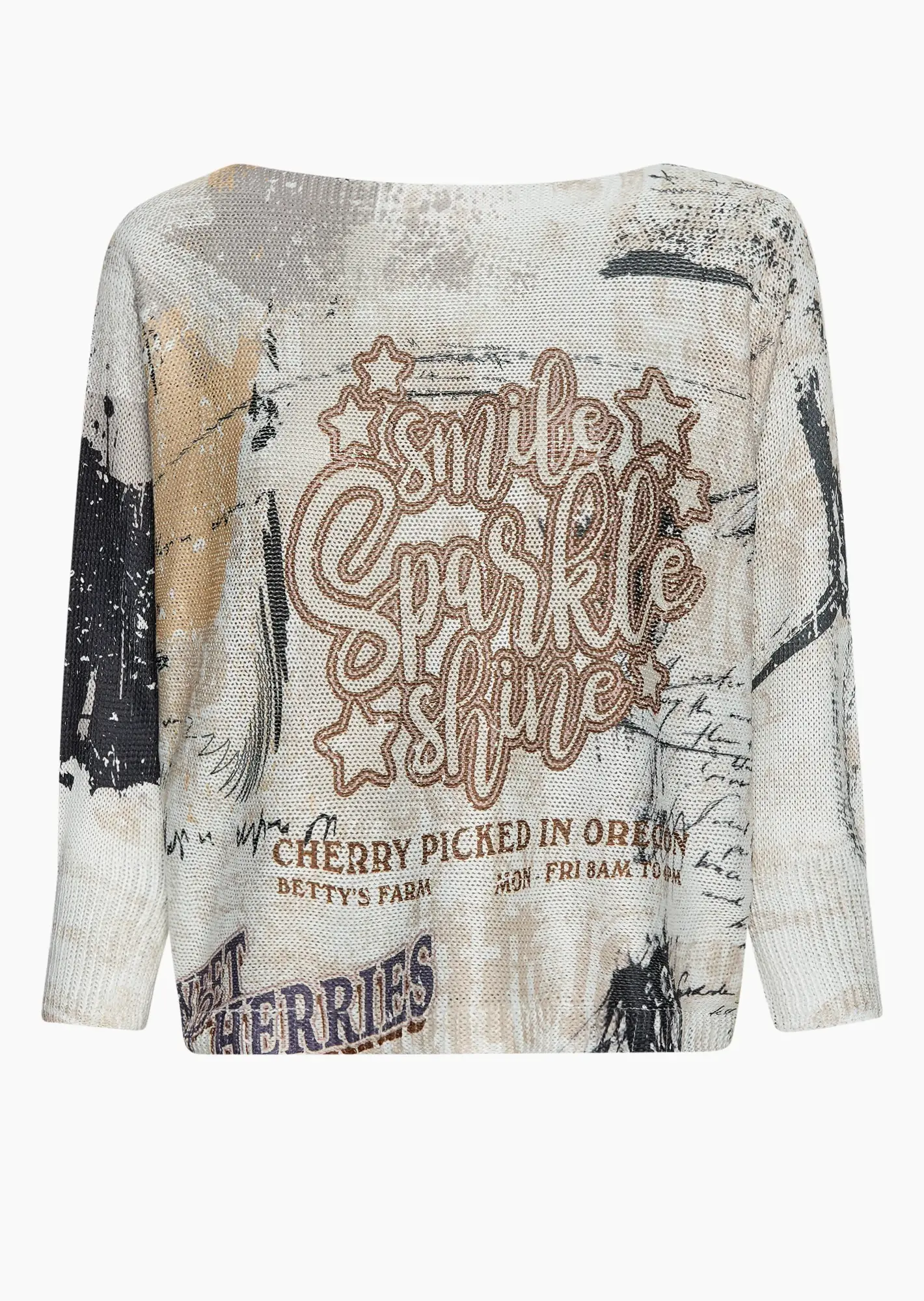Print-Pulli im Vintage-Look, offwhite