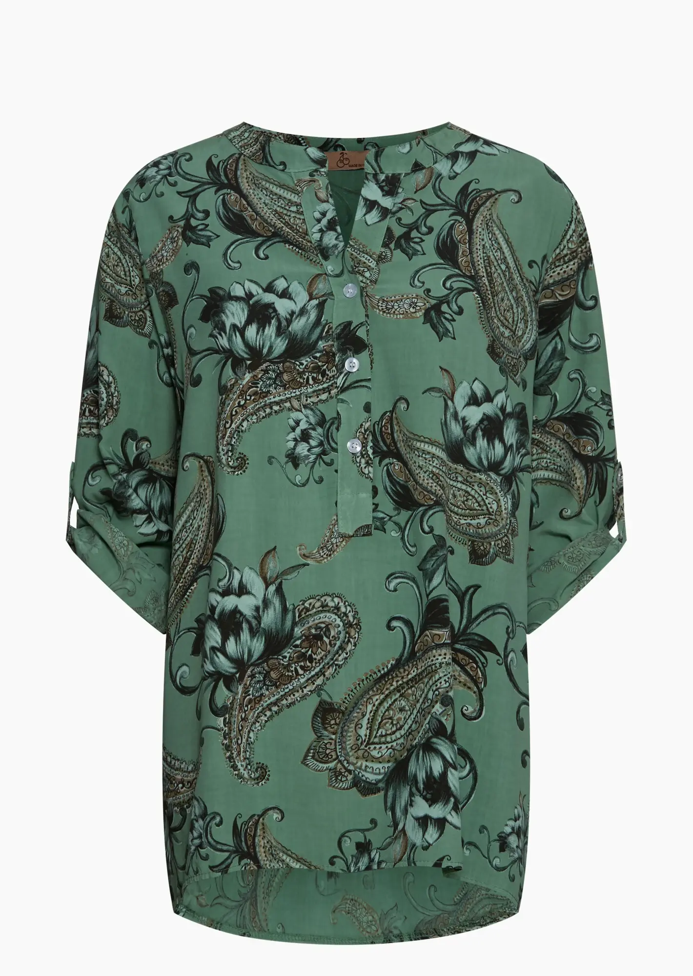 Bluse mit Mustern, misty green