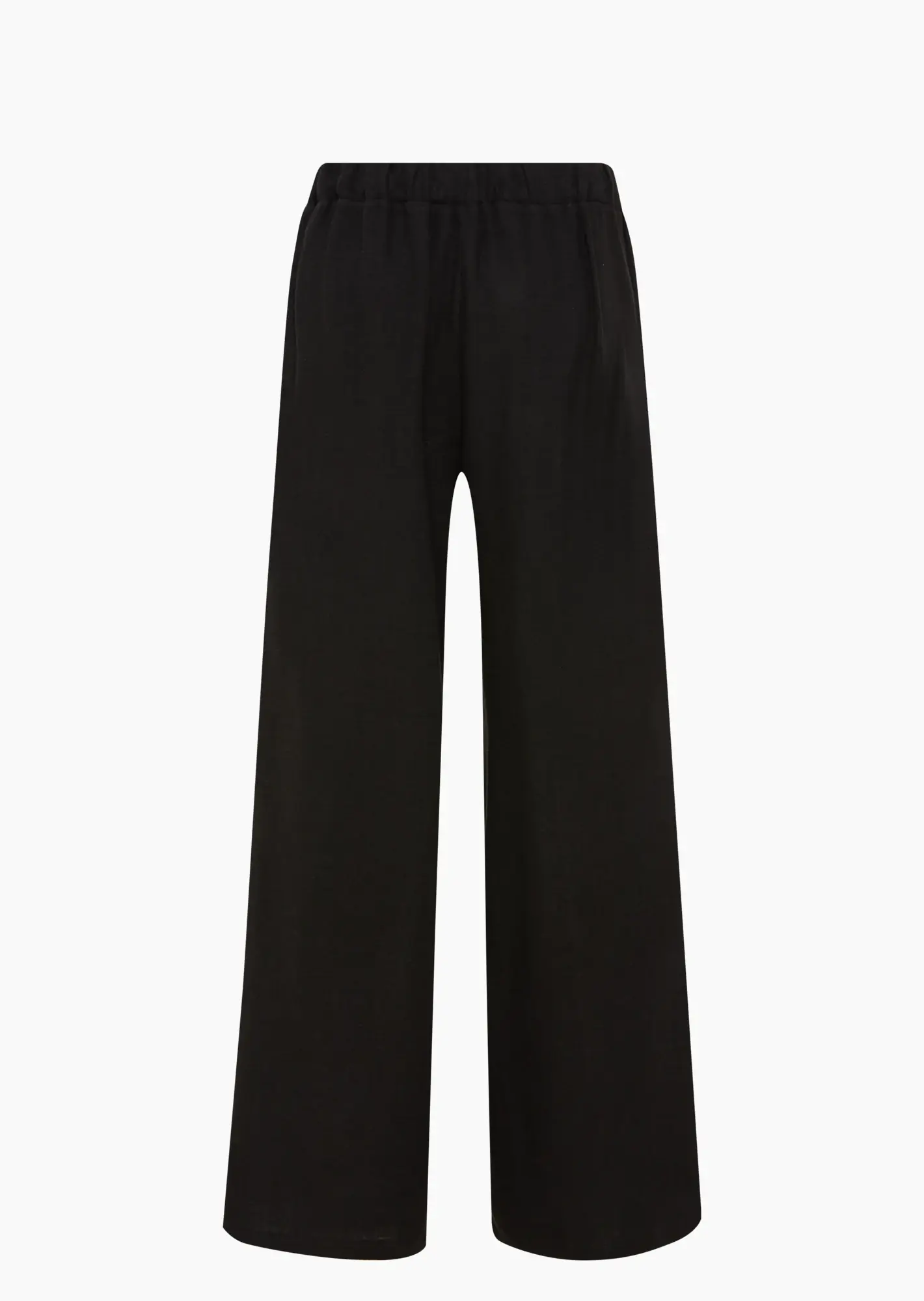 Wide Leg Leinenmixhose, schwarz