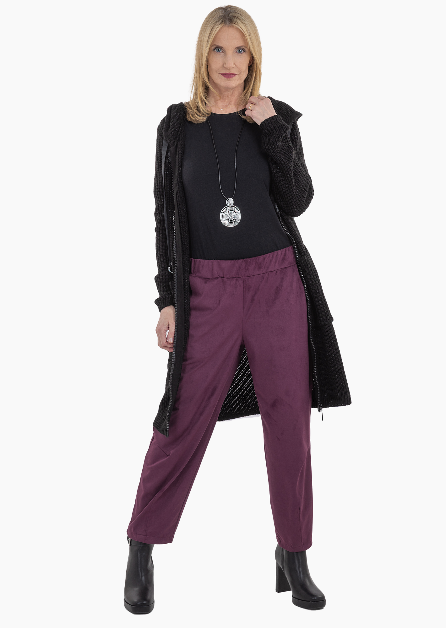 Pants mit Ziernähten, burgund