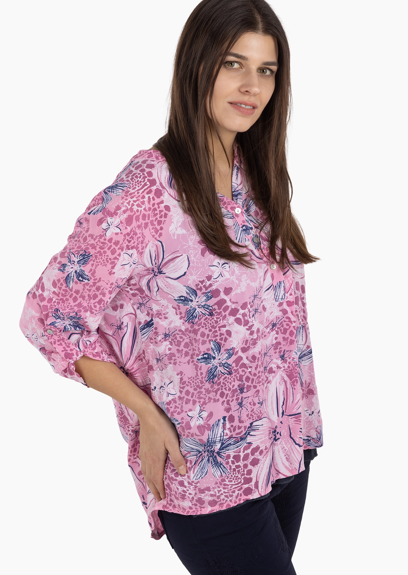 Bluse im Alloverprint, mandelblüte