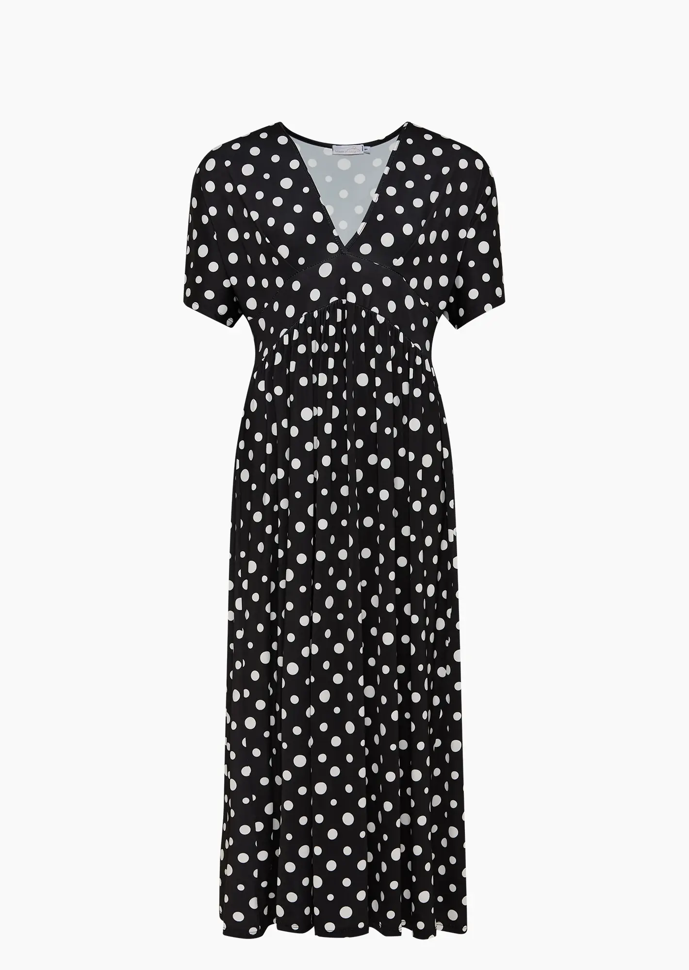 Maxi-Kleid mit Punkten, schwarz-weiß