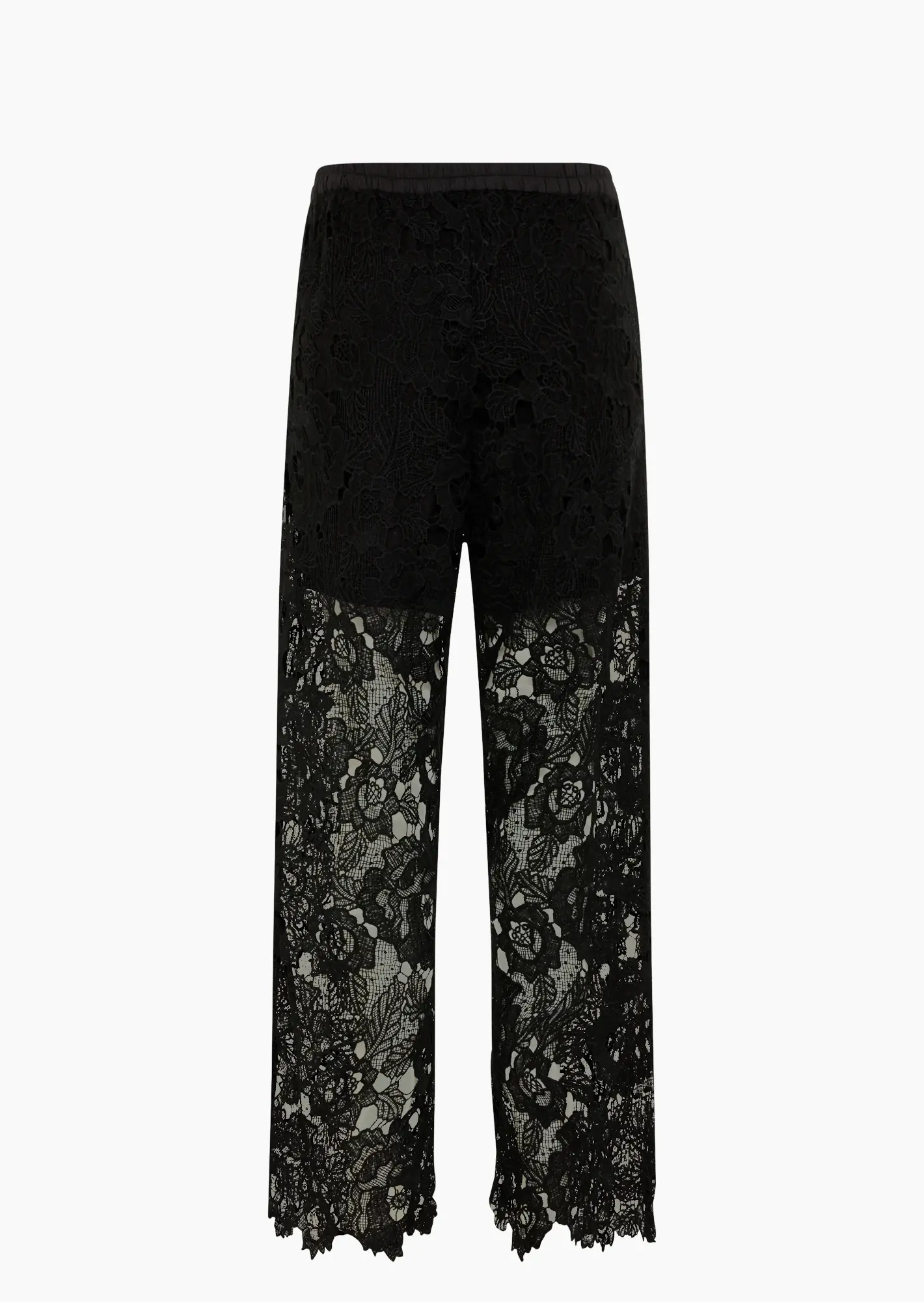 Wide Leg Spitzenhose, schwarz