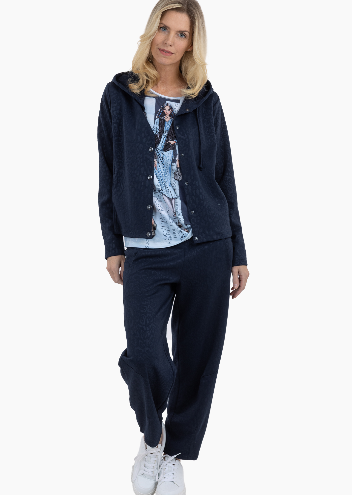 Sweatjacke mit Leoprägung, navy