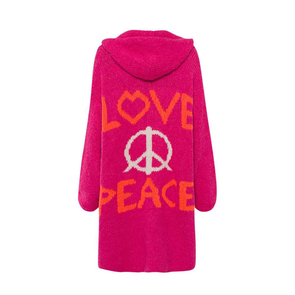 Strickjacke mit Lettering, pink flash