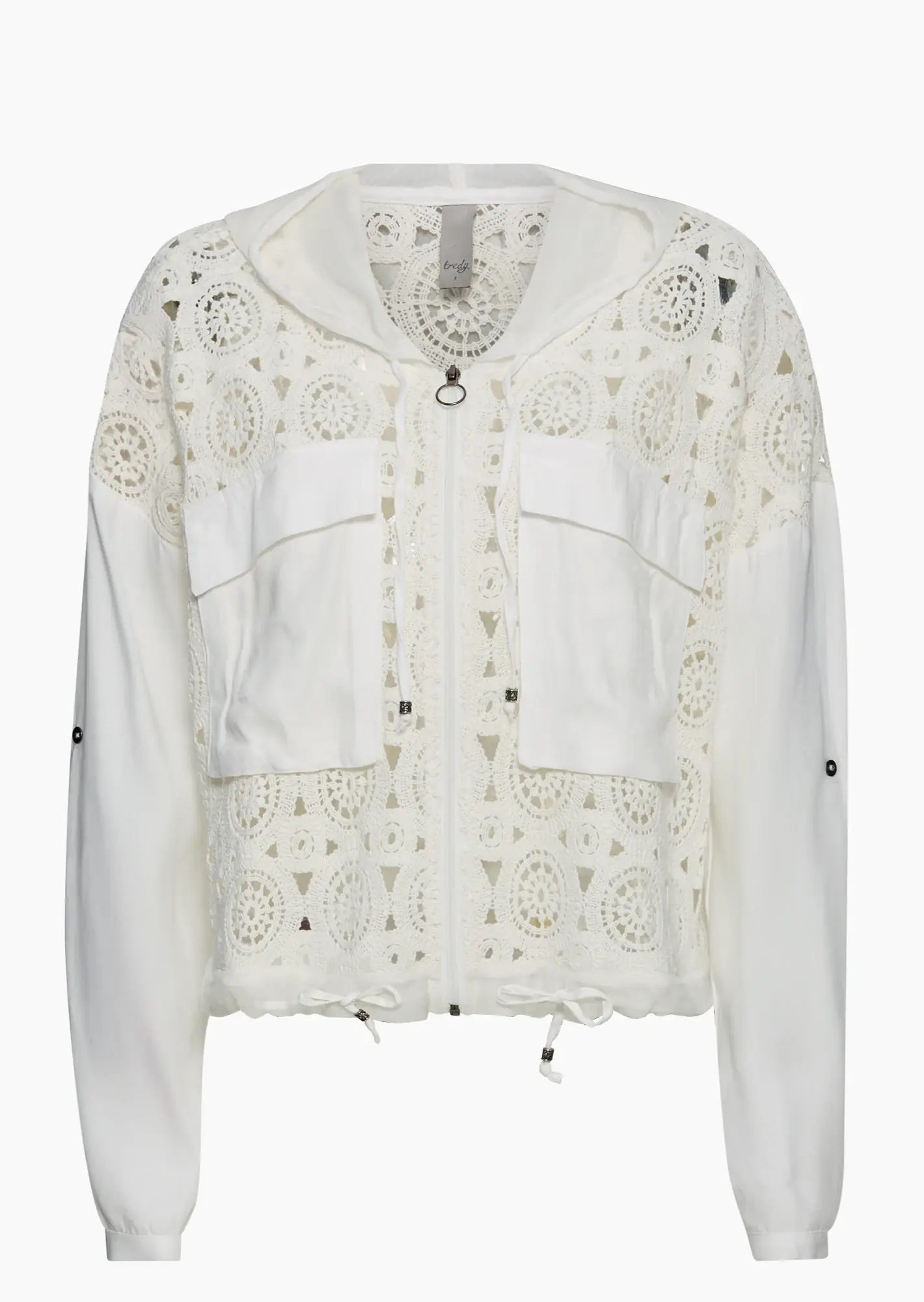 Jacke im Alloverhäkeldesign, weiß