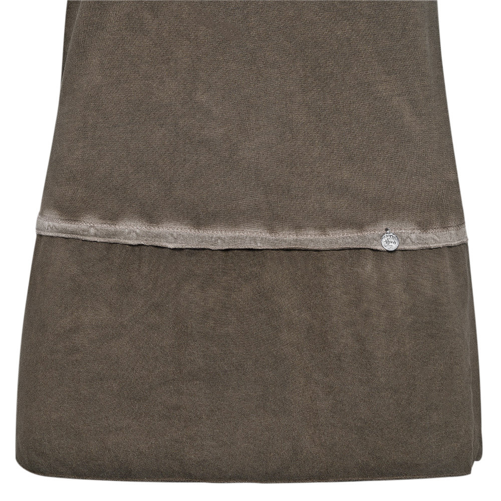 Top mit Hemdsaum, taupe