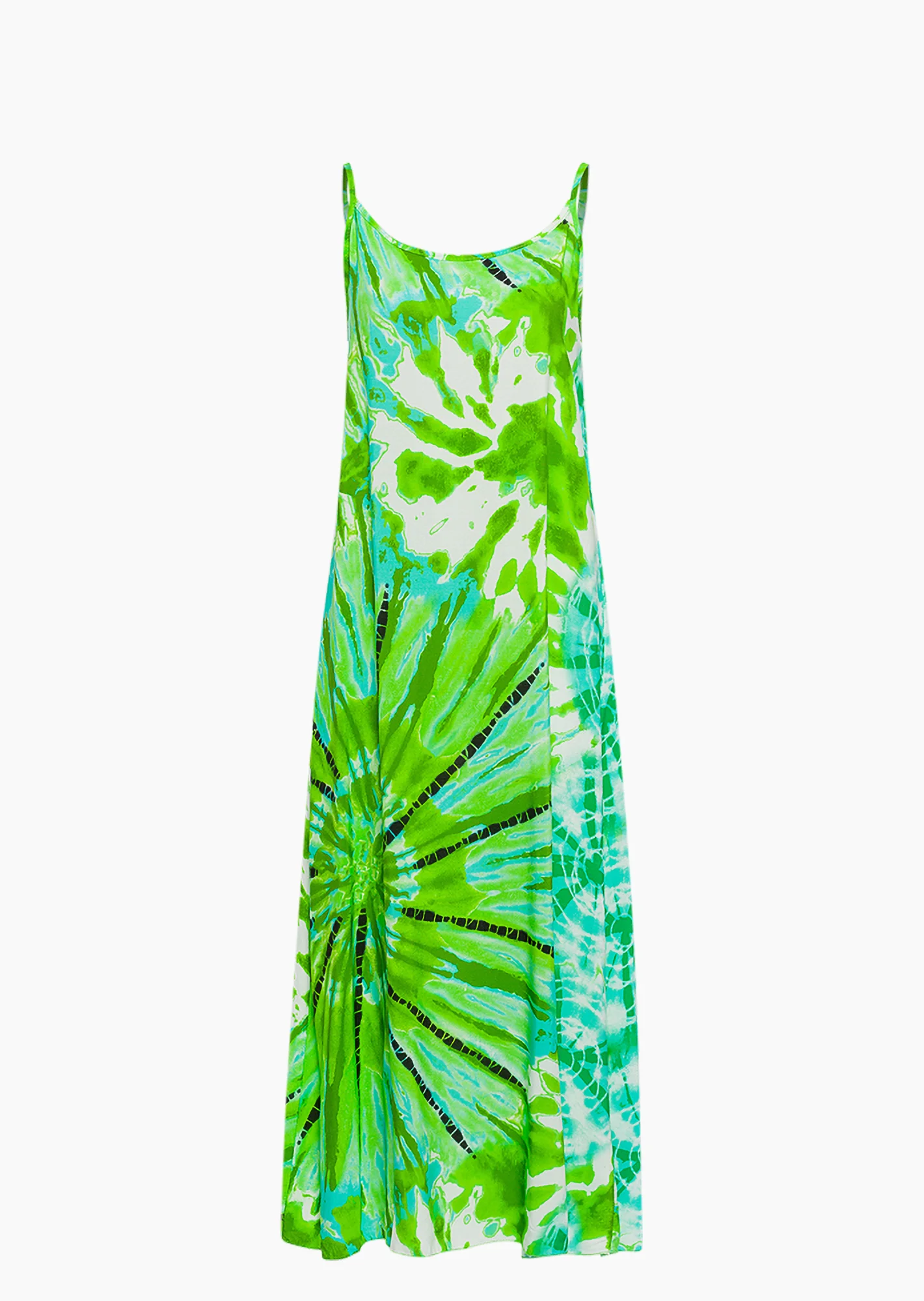 Leichtes Trägerkleid in Batik-Optik, grün