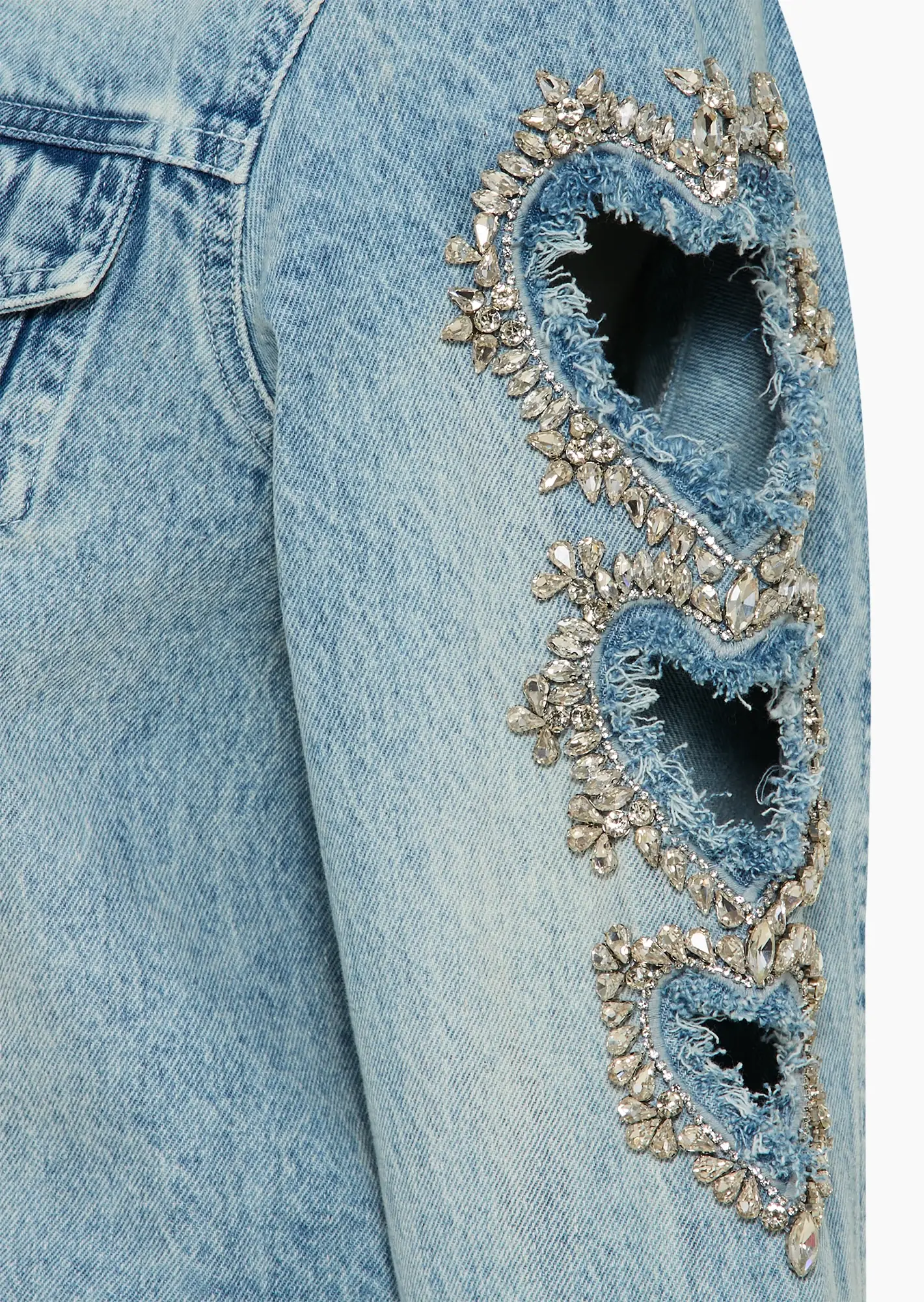 Jeansjacke mit Schmucksteinen, light blue denim