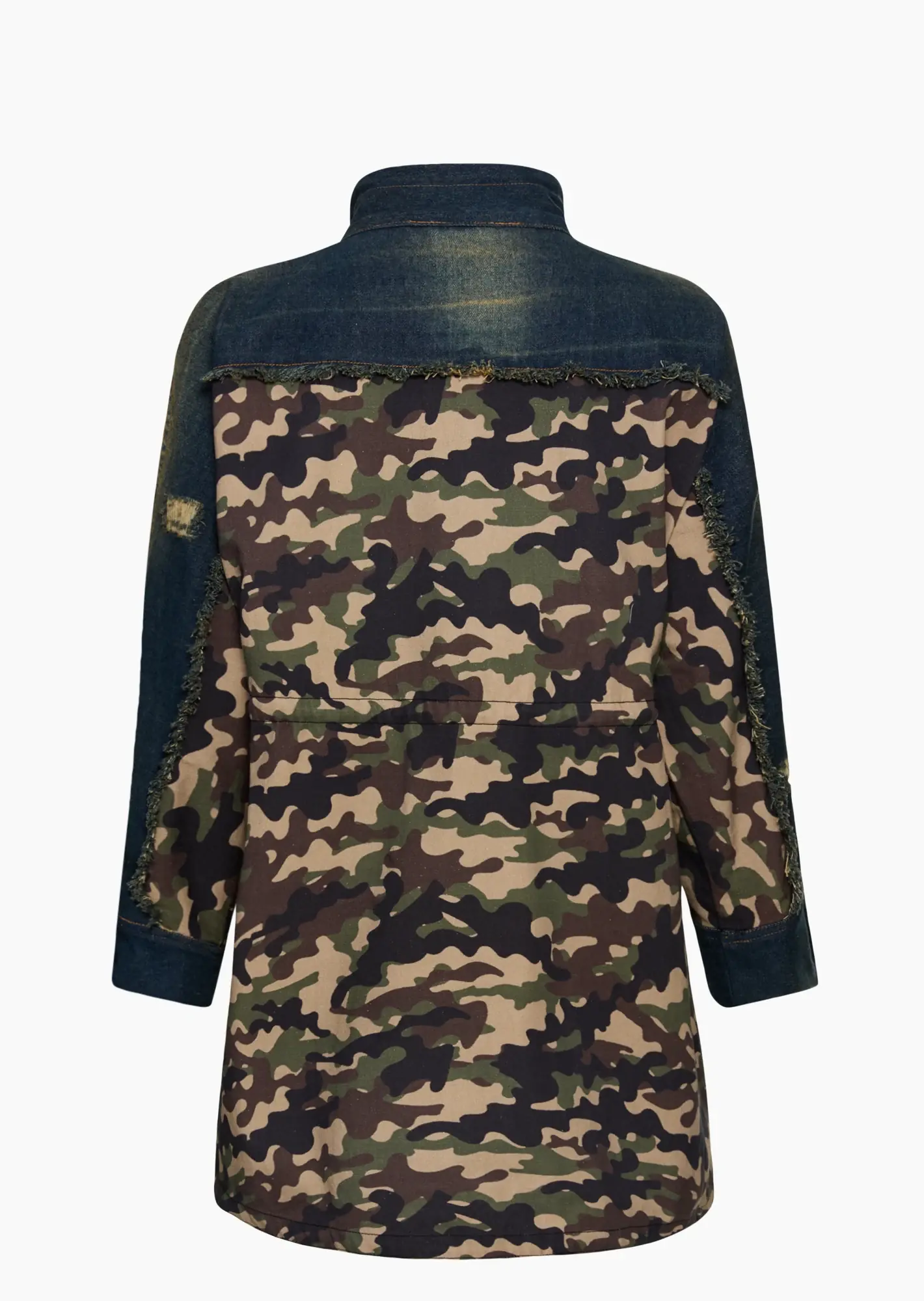 Jacke im Camouflage- & Denimstyle, oliv