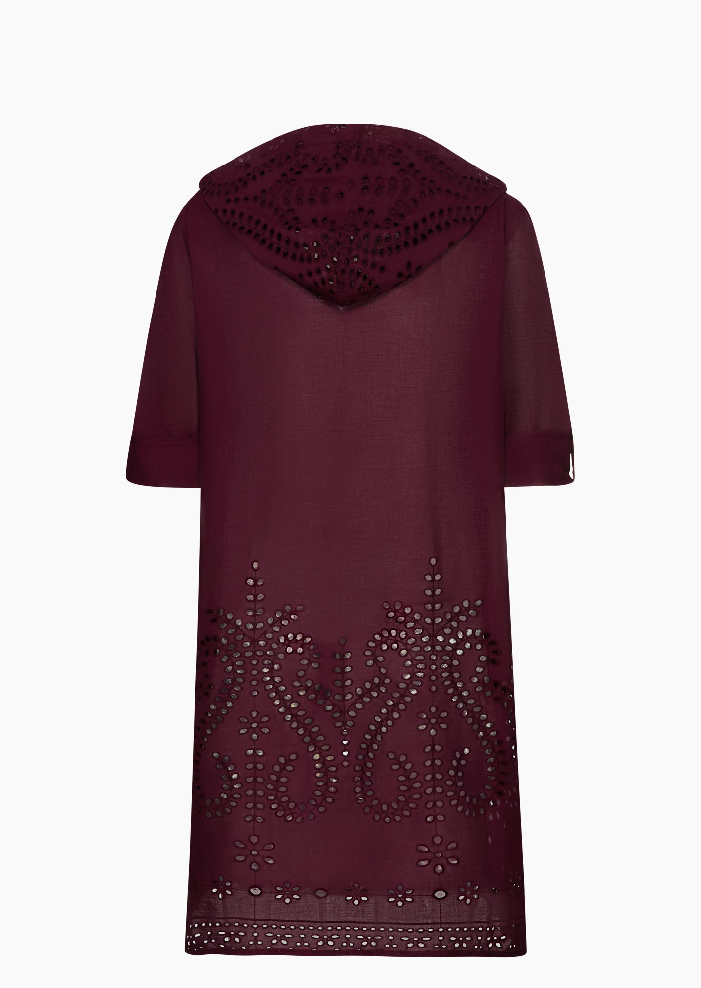 Hemdbluse mit Lochstickerei, burgund