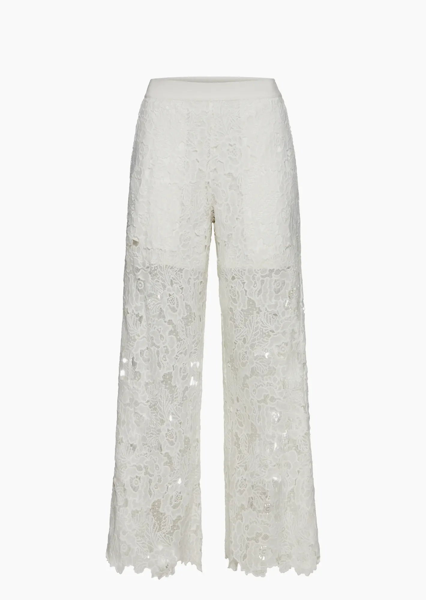 Wide Leg Spitzenhose, offwhite